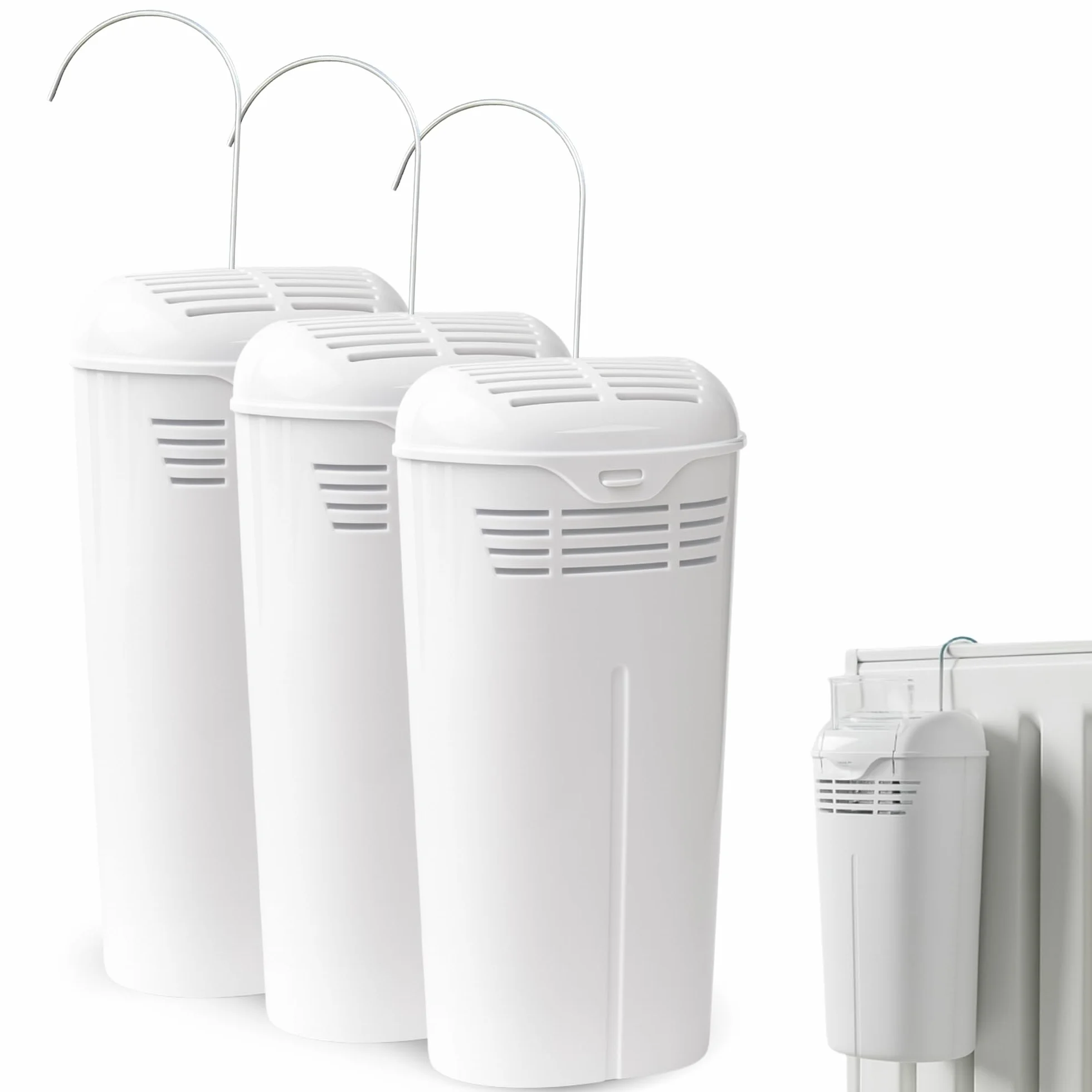 TECHZOCO Humidificador Para Radiador, universal con gancho para colgar flexible, Plástico, Blanco, 3 Unidades