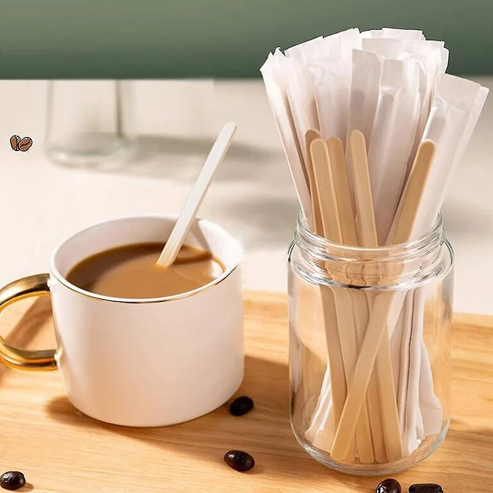 Paletinas de café de madera 11 cm biodegradables desechables 500 unidades