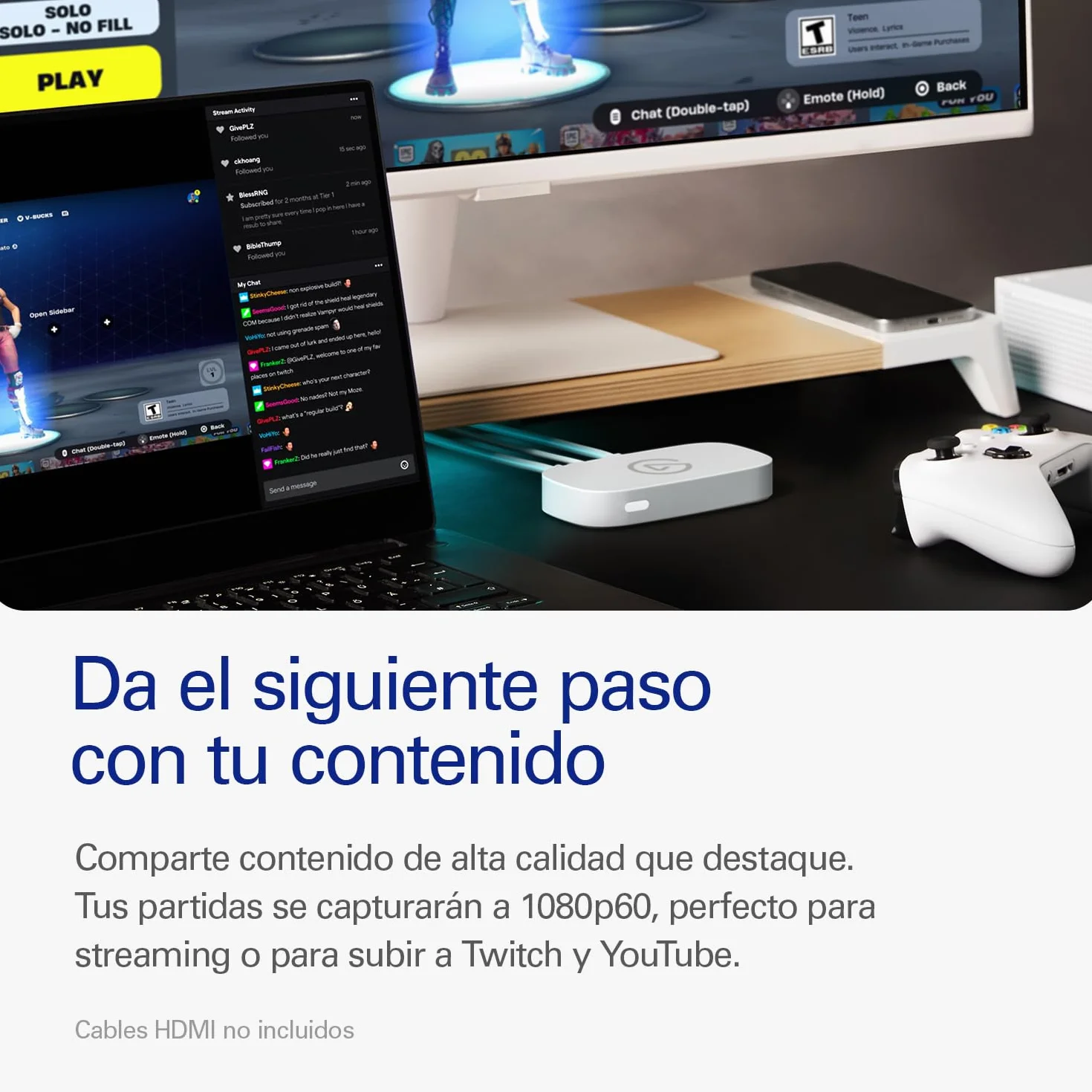 Elgato Game Capture Neo – Capturadora portátil USB con traspaso a 4K60 HDR, grabación a 1080p60 – Para PS5|Xbox|Nintendo Switch 2|iPhone – OBS, Quicktime, etc. - Plug & Play, Para Laptop|PC|Mac|iPad