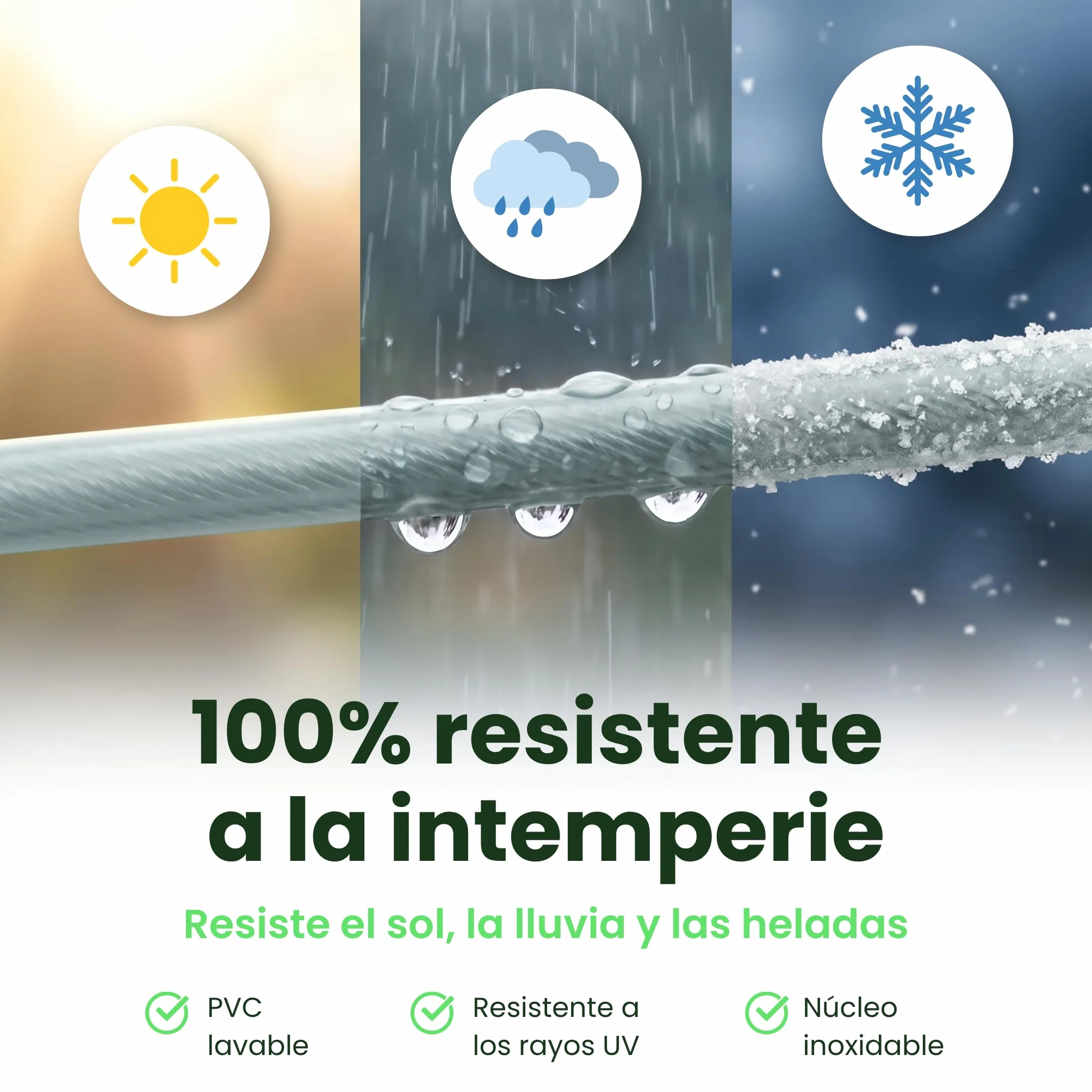 SimplySmooth Cuerda para Tender 50 m Extrafuerte Núcleo de Acero para Exterior