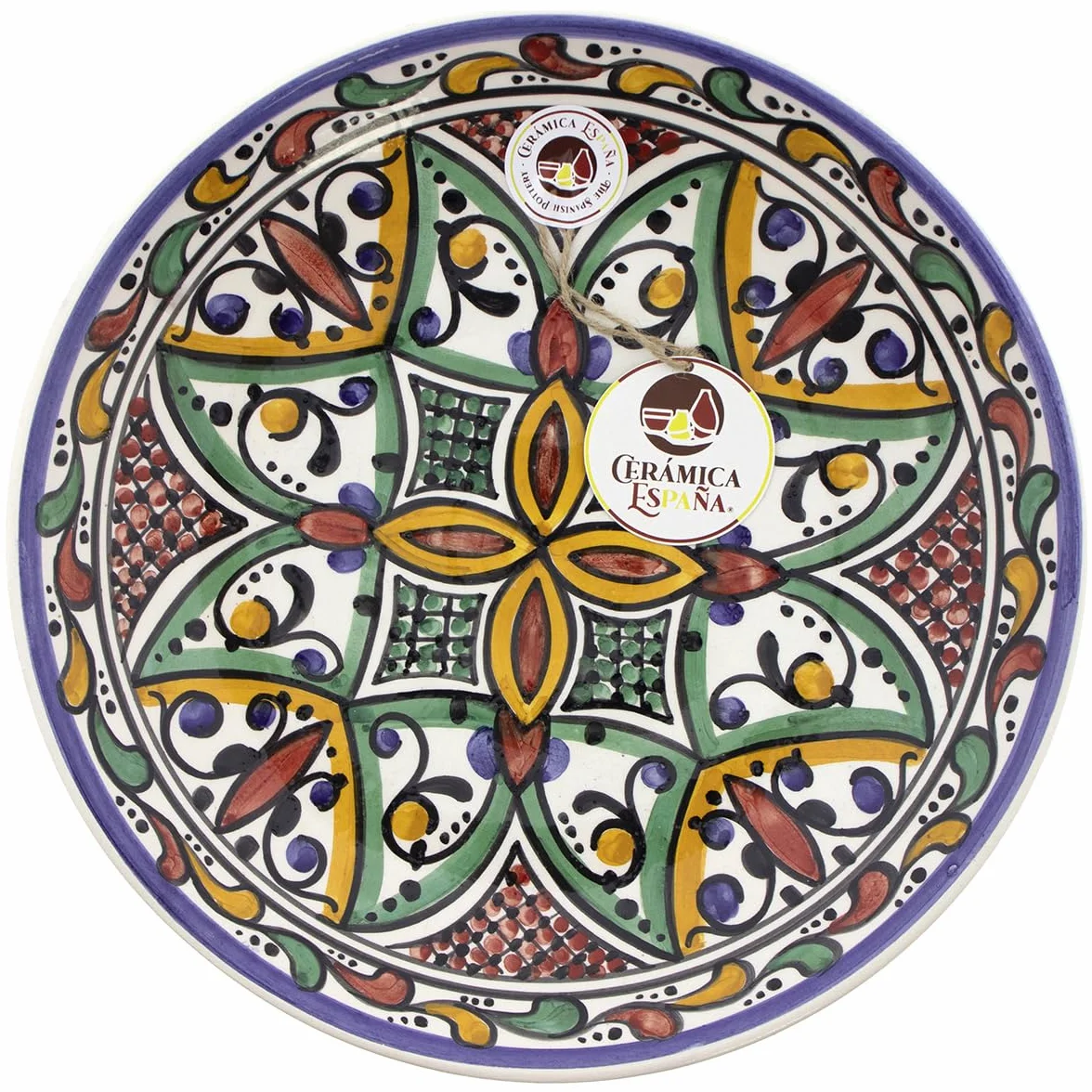 CERÁMICA ESPAÑA placa de cerámica decorativa para pared modelo D32 27x27x4.5 cm hecha a mano