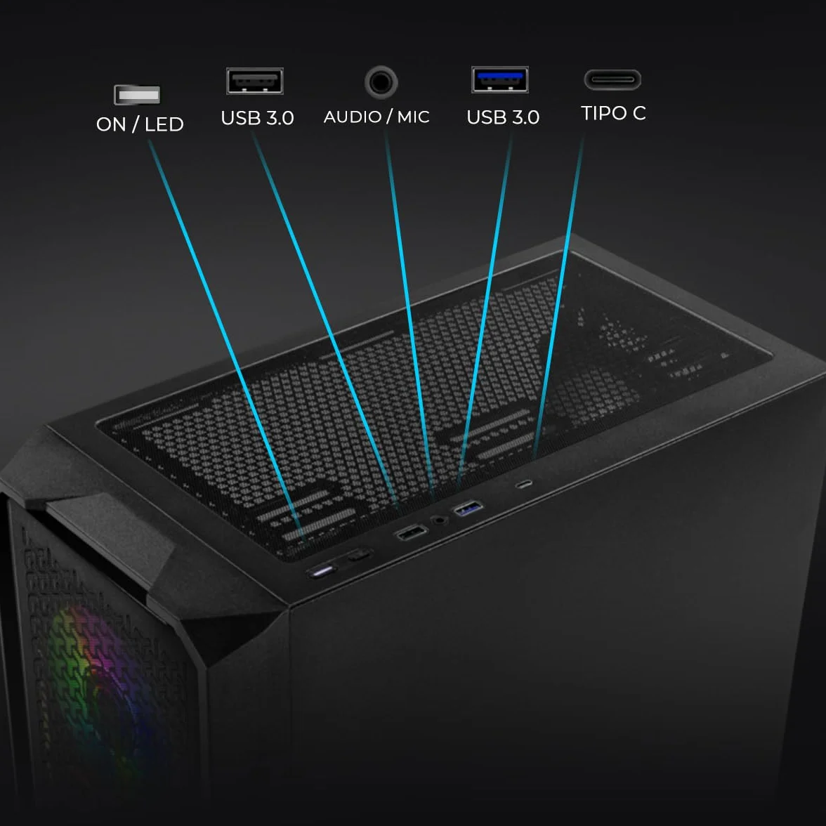 YEYIAN PC Gaming VR Esports AI Intel Core Ultra 5 225F 10 Cores a 4,9 GHz | NVIDIA GeForce RTX 5060 8GB GDDR7 | 32GB DDR5 6000Mhz | 1TB SSD Gen 4 | WiFi 6 + BT 5.3 | LAN 2.5 Go | Win 11 Pro