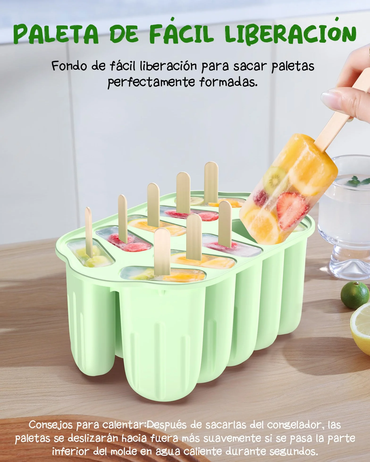Moldes de silicona para helados 10 cavidades con tapa impermeable sin BPA