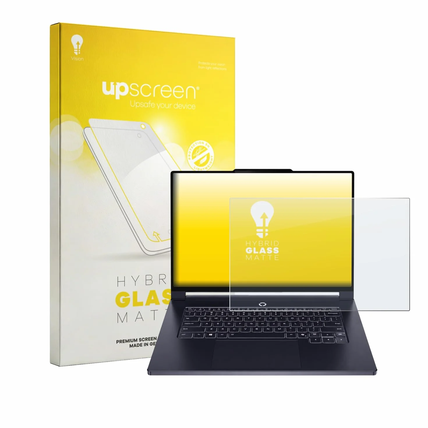 upscreen Lámina Cristales para Lenovo Legion 7a Gen 11 15" | , Mate Protección Pantalla Made in Germany, Anti-Reflejos 9H Dureza Hybrid Tempered Glass