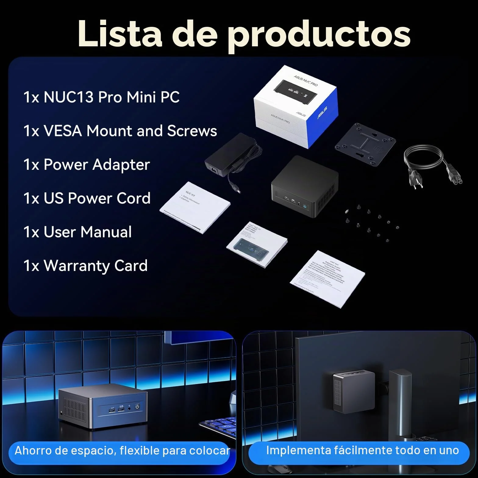 Intel NUC 13 Pro NUC13ANHi7 Arena Canyon: CPU 13.ª Gen, 32 GB RAM, SSD 1 TB, Intel Core i7-1360P, Win 11 Pro Mini PC, 8K/4K UHD, Ethernet Gigabit/WiFi-6/VESA, Empresas/oficinas/hogares.