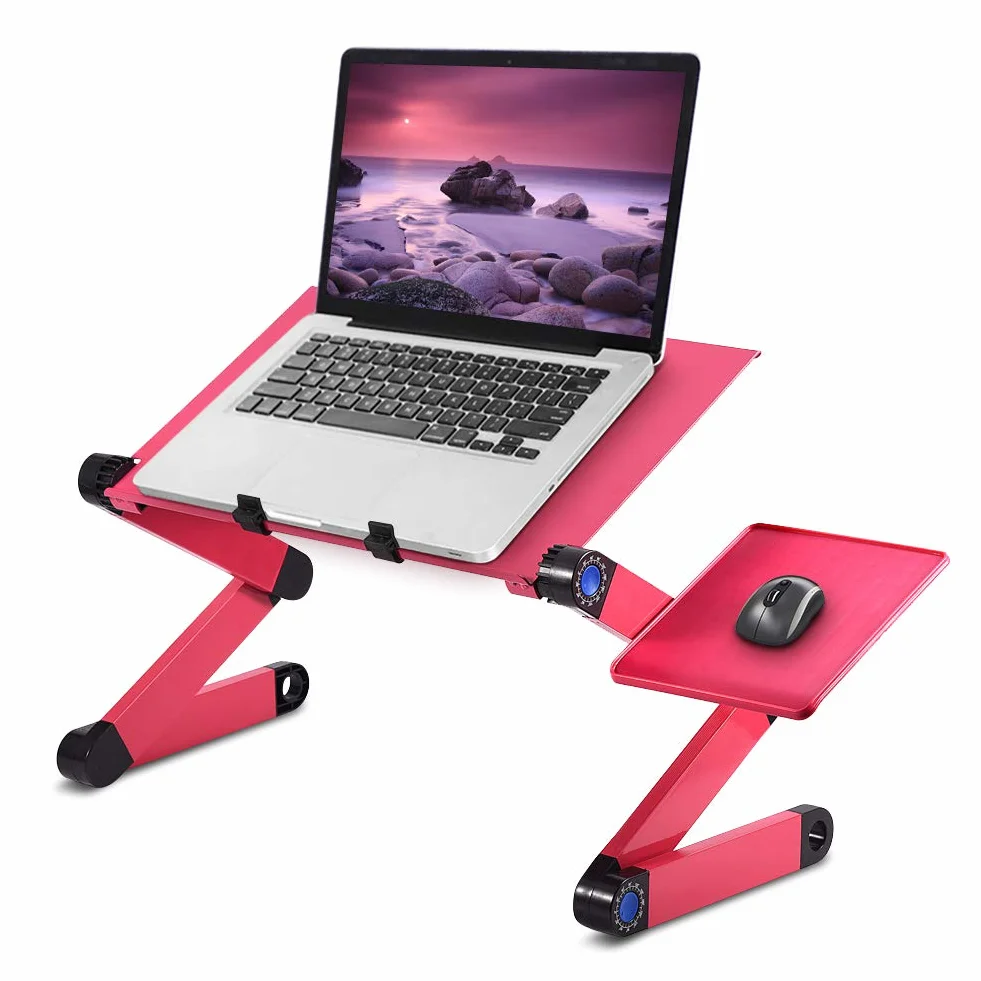 Soporte para Portátil de Aluminio Plegable - Altura Ajustable (4-48cm) con Base de Ventilación y Soporte, Ideal para Ratón para Gaming, Oficina y Viaje