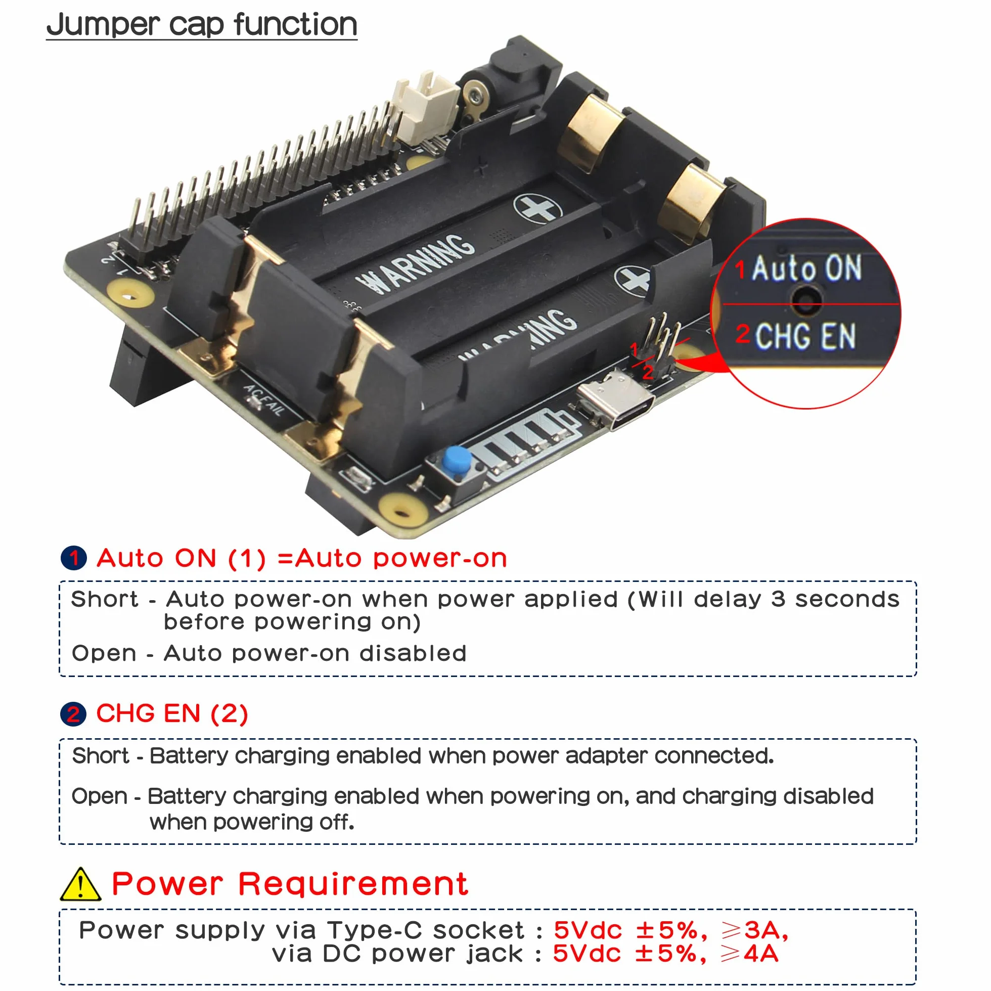 Geekworm X728 V2.5 18650 UPS for Raspberry Pi 4 8GB 4GB 2GB 3B+ 3B 2B