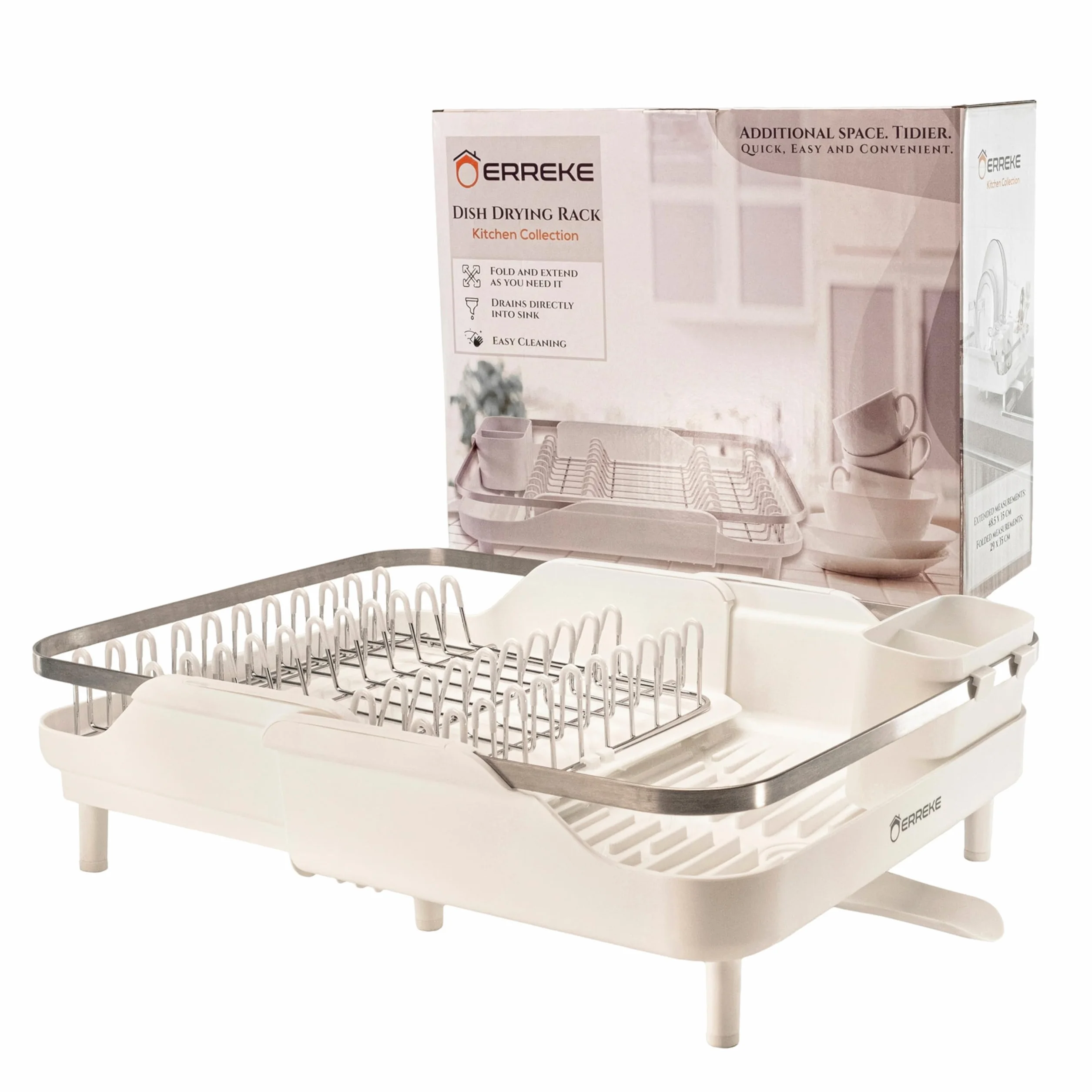 Escurreplatos Plegable Acero Inoxidable 29x35 cm Blanco