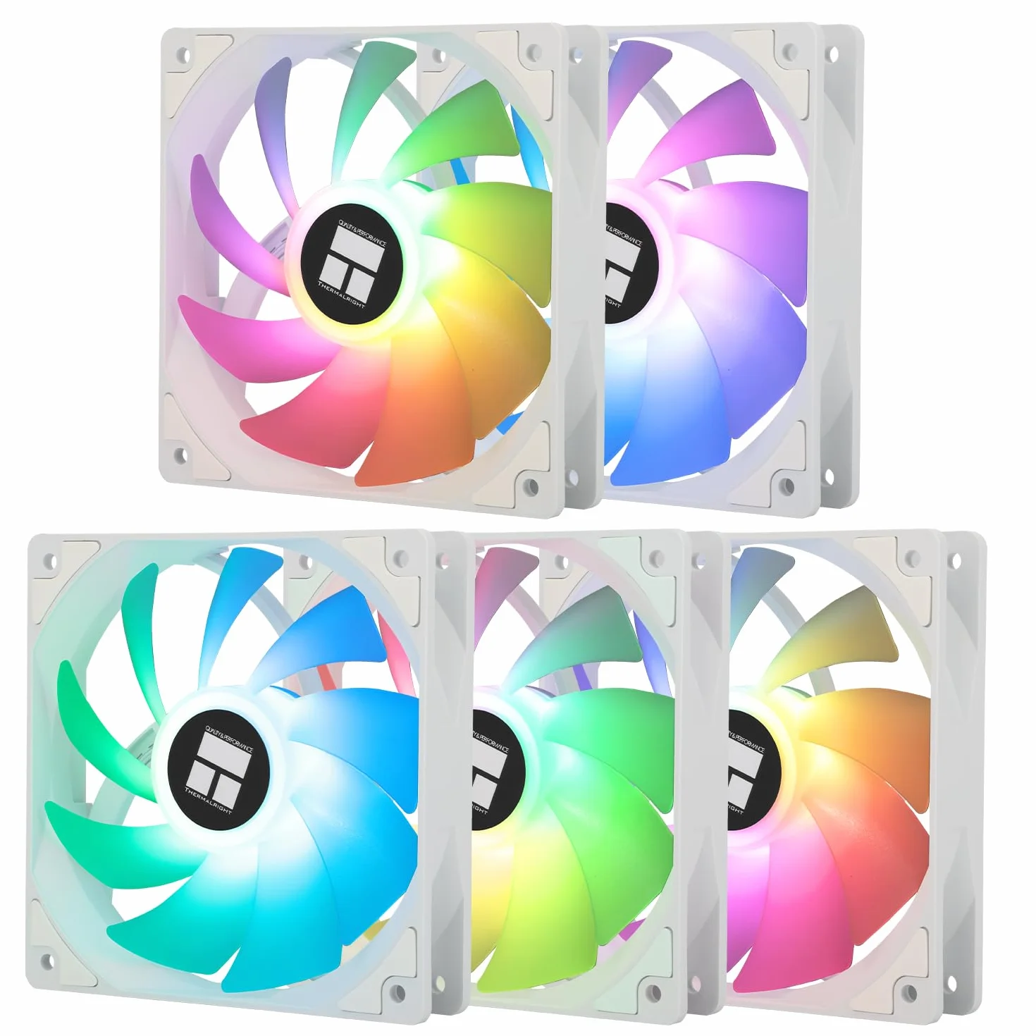 TR TL-C12CW-S X5 - Ventilador para CPU Air (120 mm, ARGB Case Cooler, ventilador PWM Silent Computer Fan con rodamiento S-FDB, ventilador de refrigeración de velocidad de hasta 1550 RPM, enfriador de