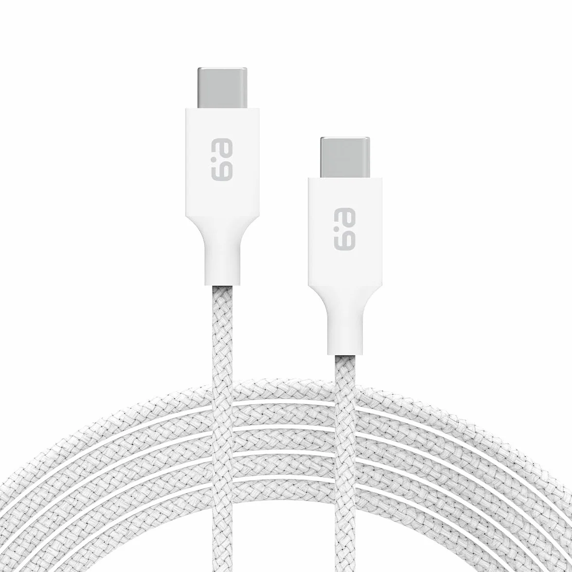 PureGear Cable trenzado USB-C a USB-C (10 pies), cable de carga de suministro de energía para iPhone 16, 16Plus, 16ProMax, 15, MacBook, iPad Pro 2020, Galaxy S24/S23/S22/S21 Ultra, Pixel9/8/7/6/5 y