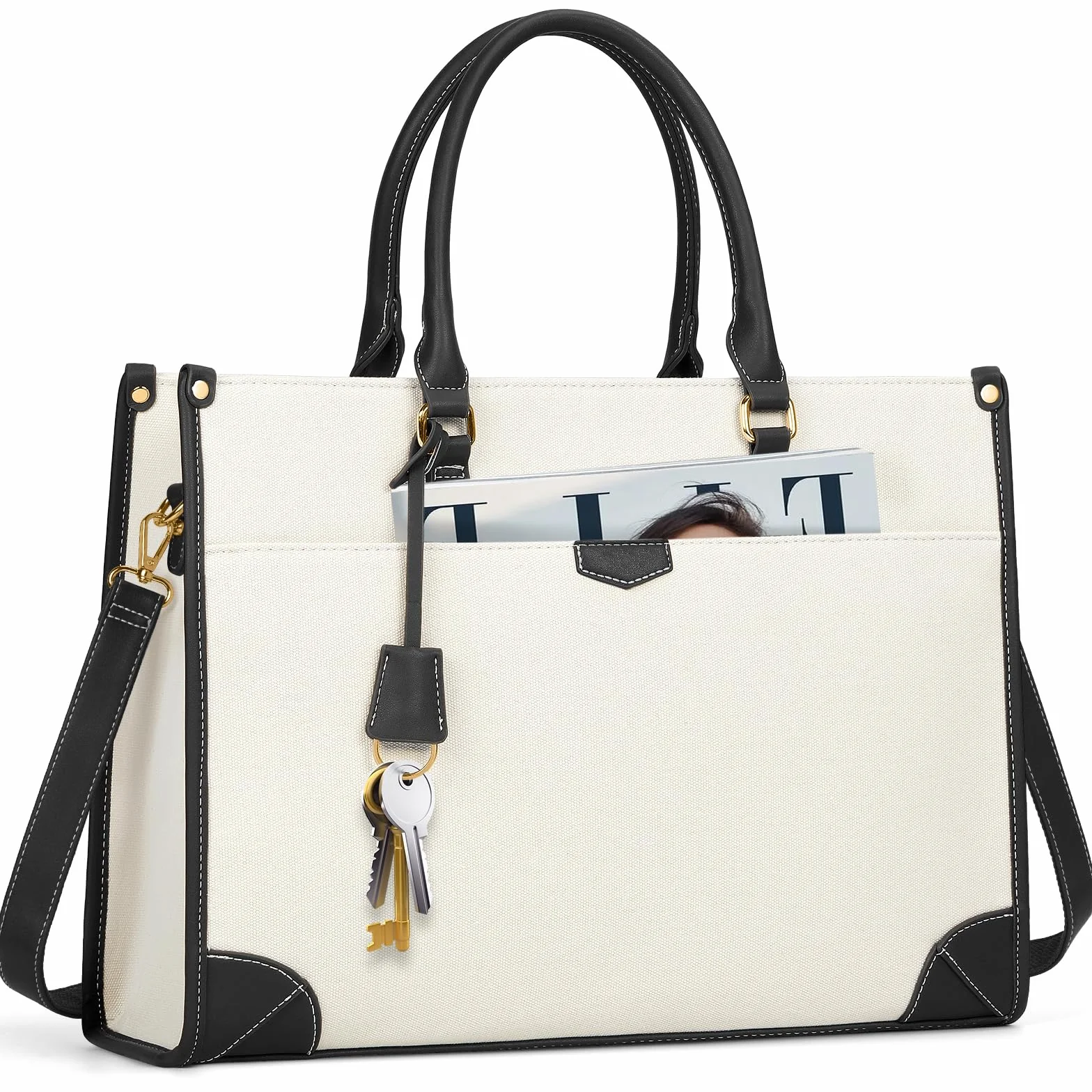 IGOLUMON Bolso de Mujer Grande Bolso Universidad Mujer Impermeable Bolso Portatil Ordenador Mujer 15.6 Pulgadas Tela de Vela Bolso Shopper Bolsa Tote para Oficina Trabajo