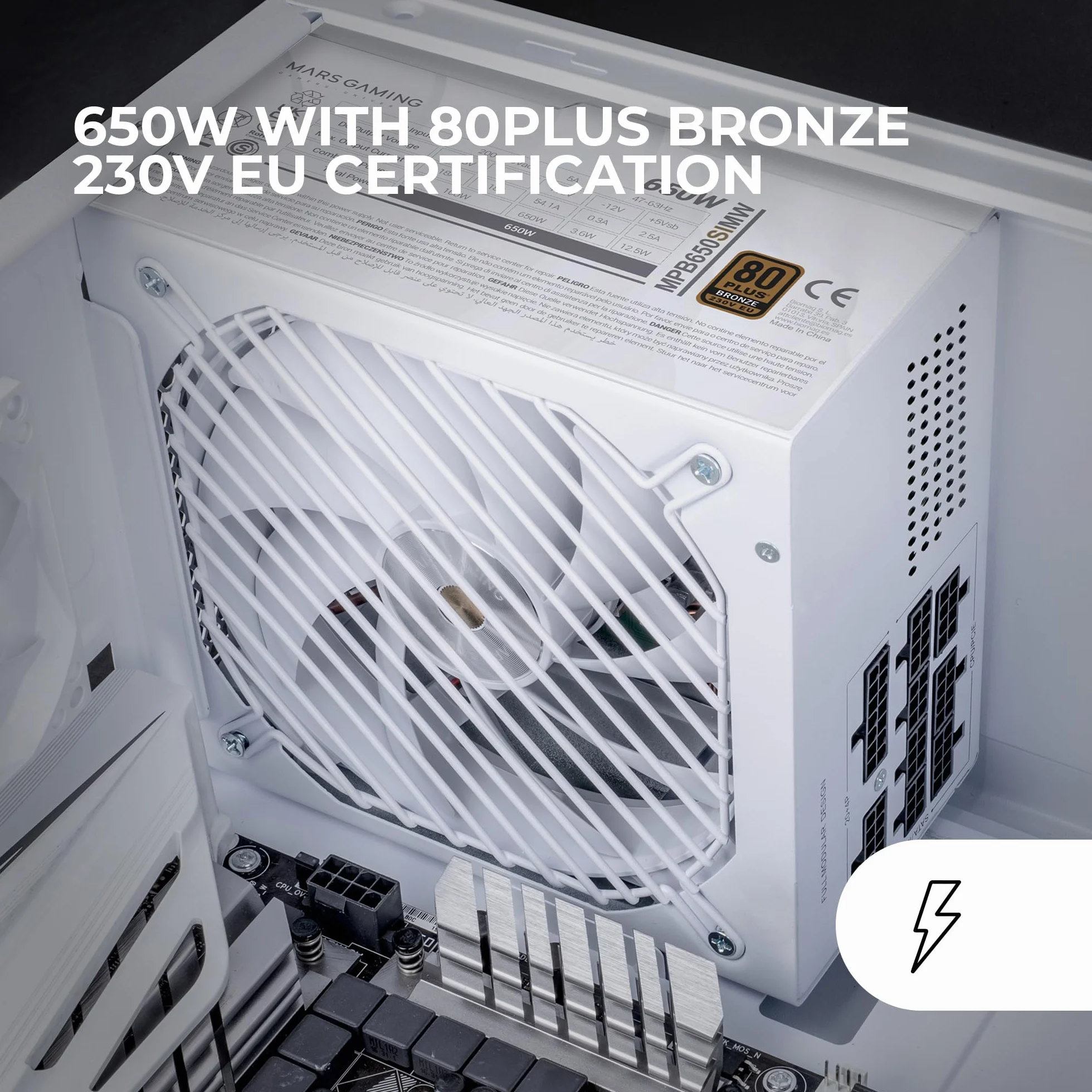 Fuente de alimentación mars gaming mpb650sim/ 650w/ Ventilador 12cm/ 80 Plus Bronze/Blanca