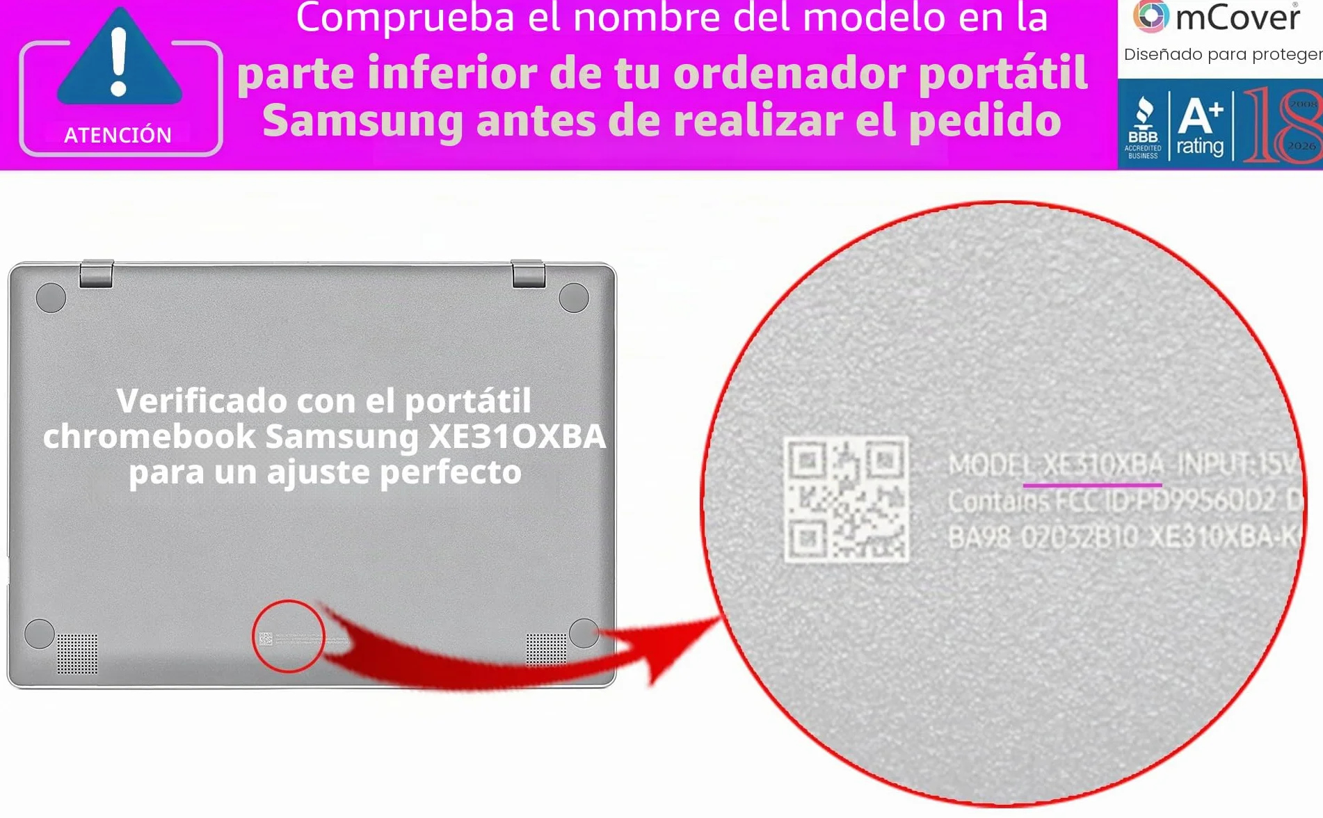 mCover Carcasa rígida Compatible con Samsung Chromebook 4 XE310XBA Series 11,6 Pulgadas (Negro)