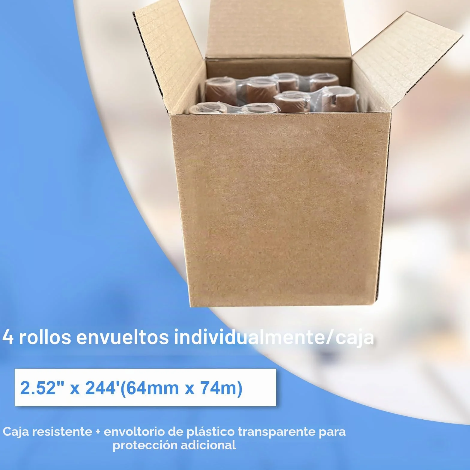 4 rollos de cintas de transferencia térmica de escritorio de 64 mm x 74 m, cera mejorada premium, núcleo de 0.5 pulgadas, con carrete vacío, para impresora de escritorio Zebra