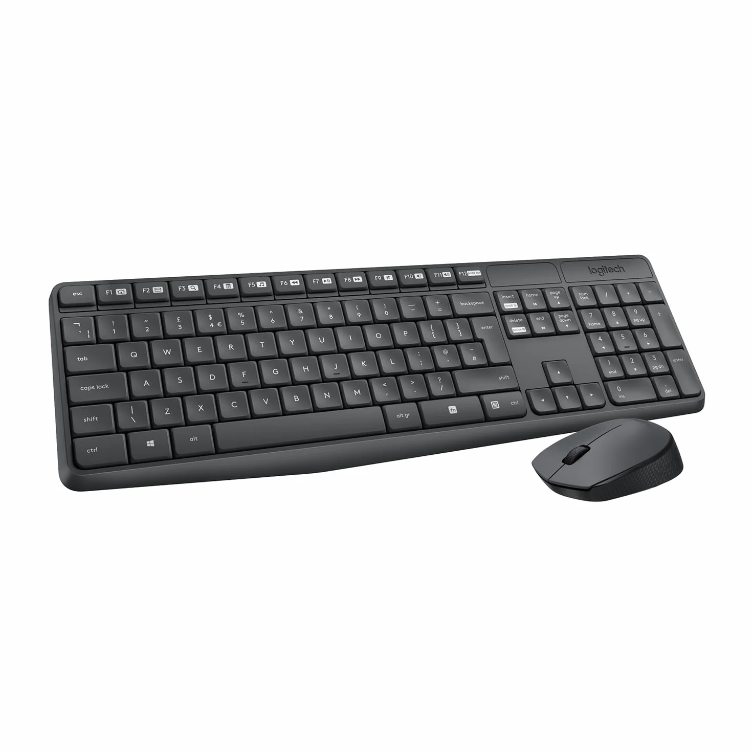 Logitech MK235 Combo con Teclado y Ratón Inalámbrico para Windows, Receptor USB Inalámbrico de 2,4 GHz, 15 Teclas FN, Batería de Larga Duración, PC, Portátil, Disposición QWERTY Español - Gris