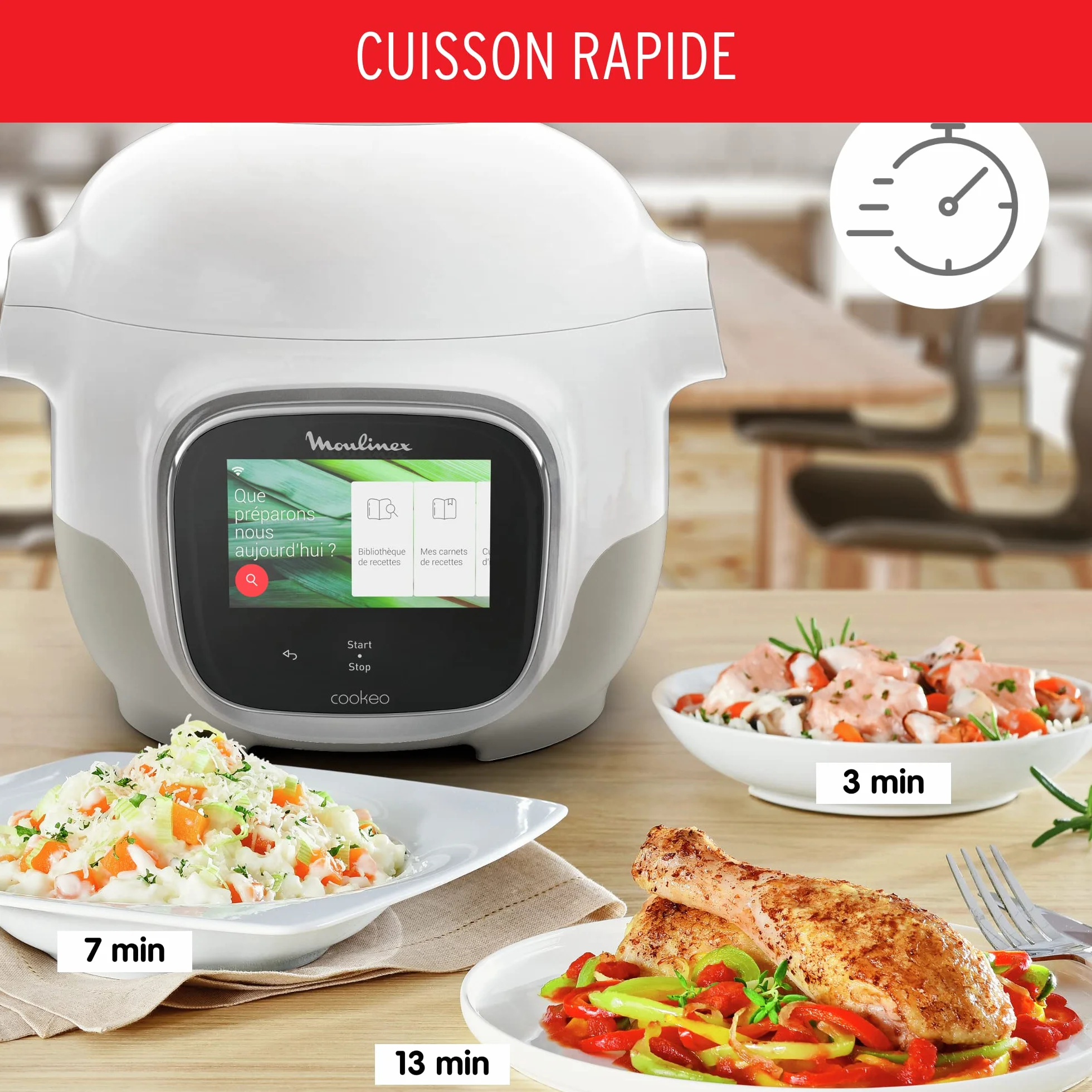 Moulinex Cookeo Touch Wifi Mini Multicooker 3L 100 recetas integradas Wifi pantalla táctil YY5132FB Blanco