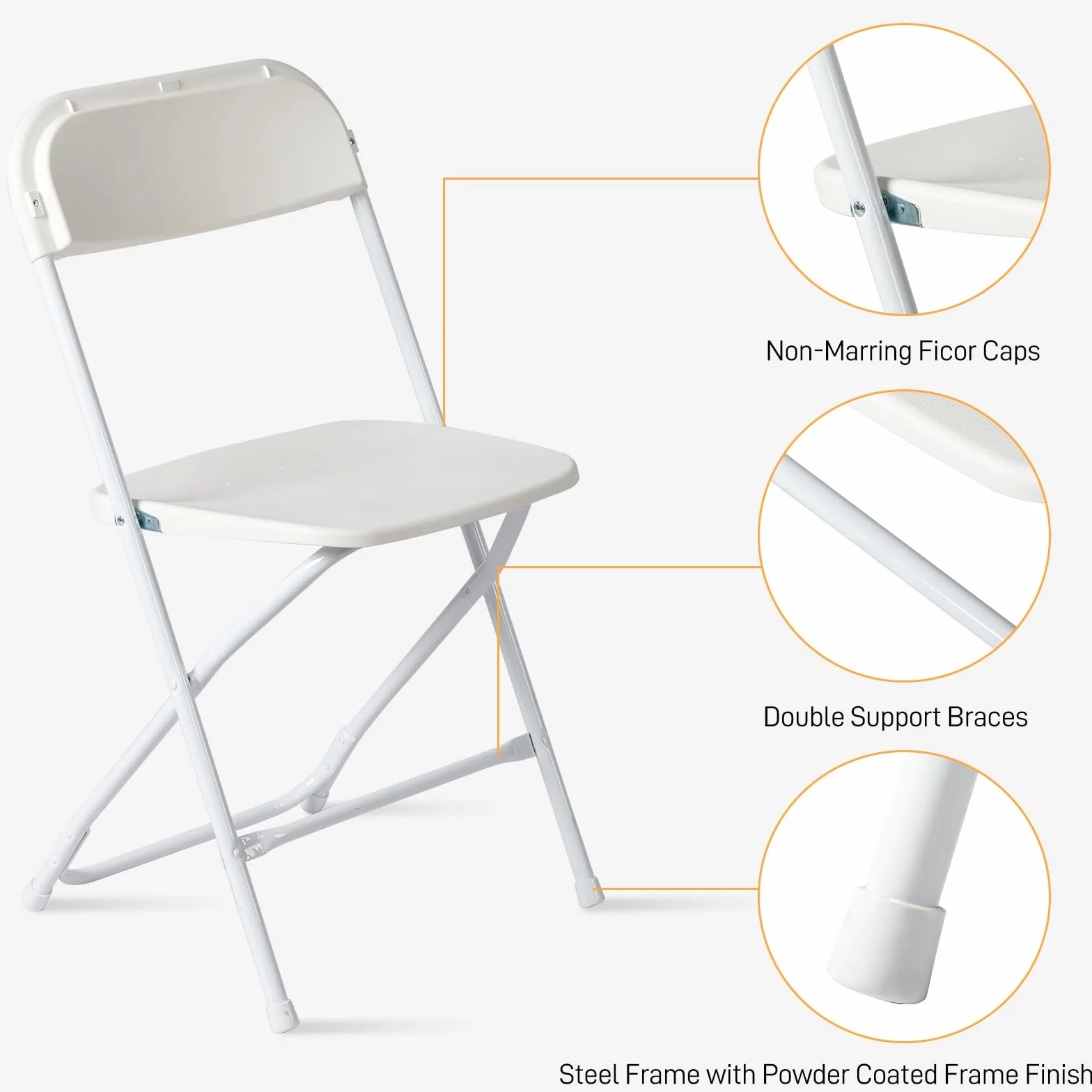 Bonnlo Set de 12 Sillas Plegables 47x47x75 cm Hasta 150 kg Blanco