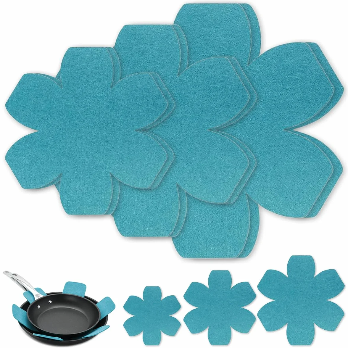 6 Piezas Protector de Sartenes de Fieltro, 3 Tamaños Diferentes, Protector De Ollas, Protección Contra Arañazos, Protección Apilable y Antideslizante, para Sartenes, Ollas y Cuencos (26/20/15cm)