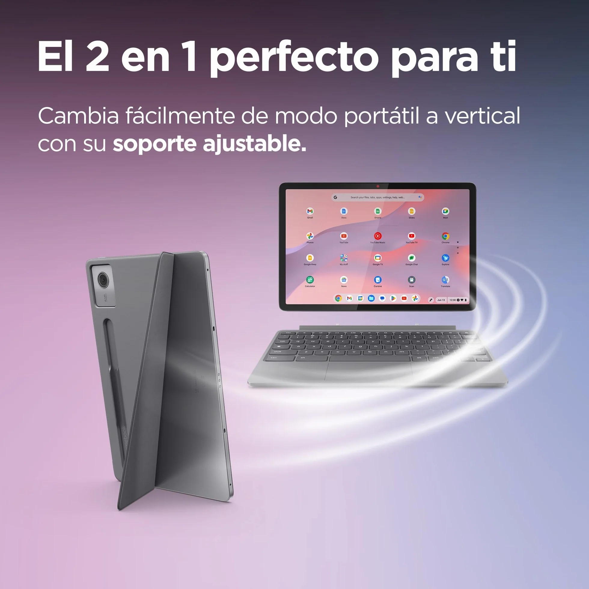 Lenovo Chromebook Duet 11 Gen 9-11" WUXGA Táctil + Lápiz Incluido (MediaTek Kompanio 838, 8GB RAM, 128GB Emmc, ChromeOS) Gris QWERTY + 3 Meses Google AI Pro con Gemini Pro y 5TB