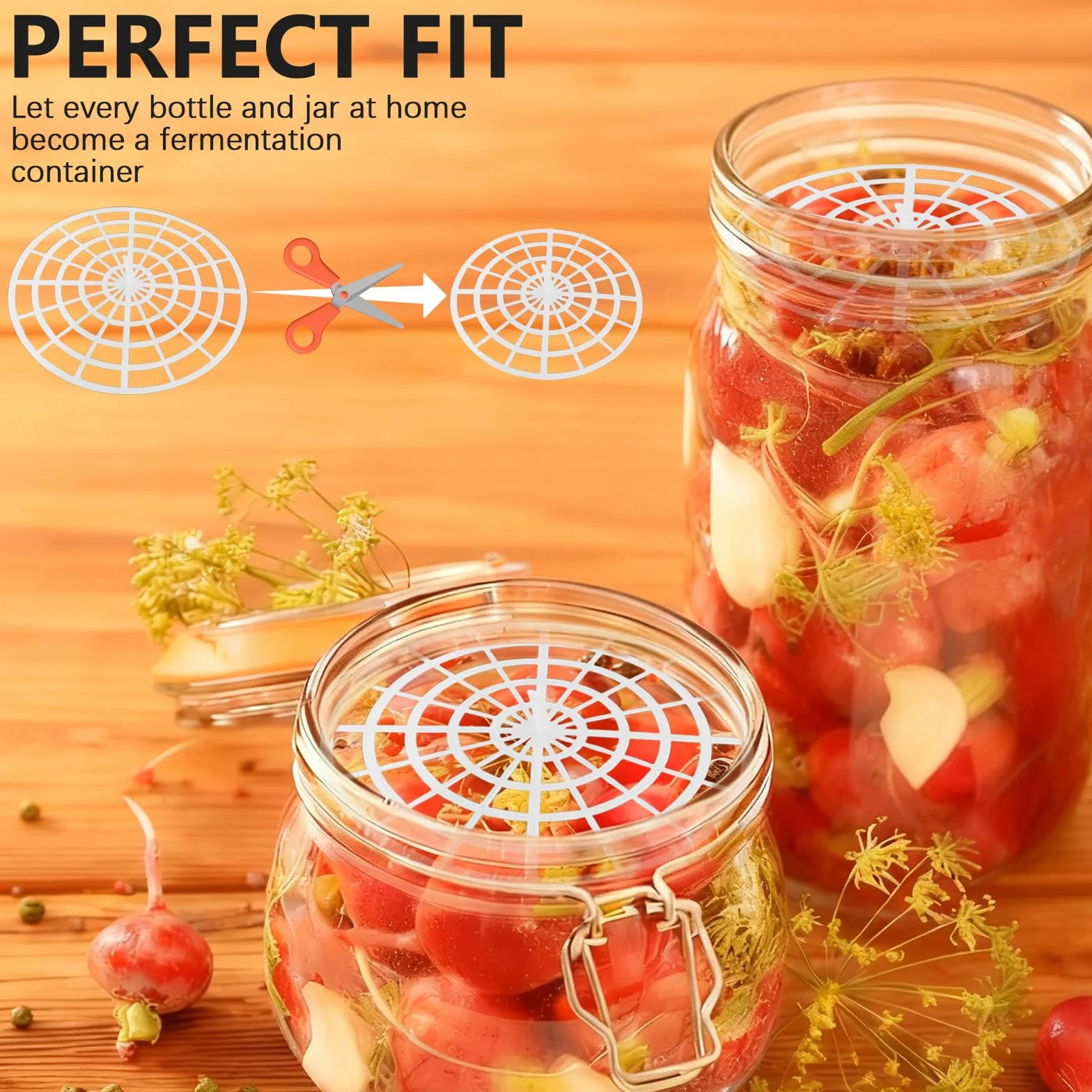 Juego de 5 rejillas de fermentación de plástico 120 mm diámetro, fermentación de verduras sin pesos