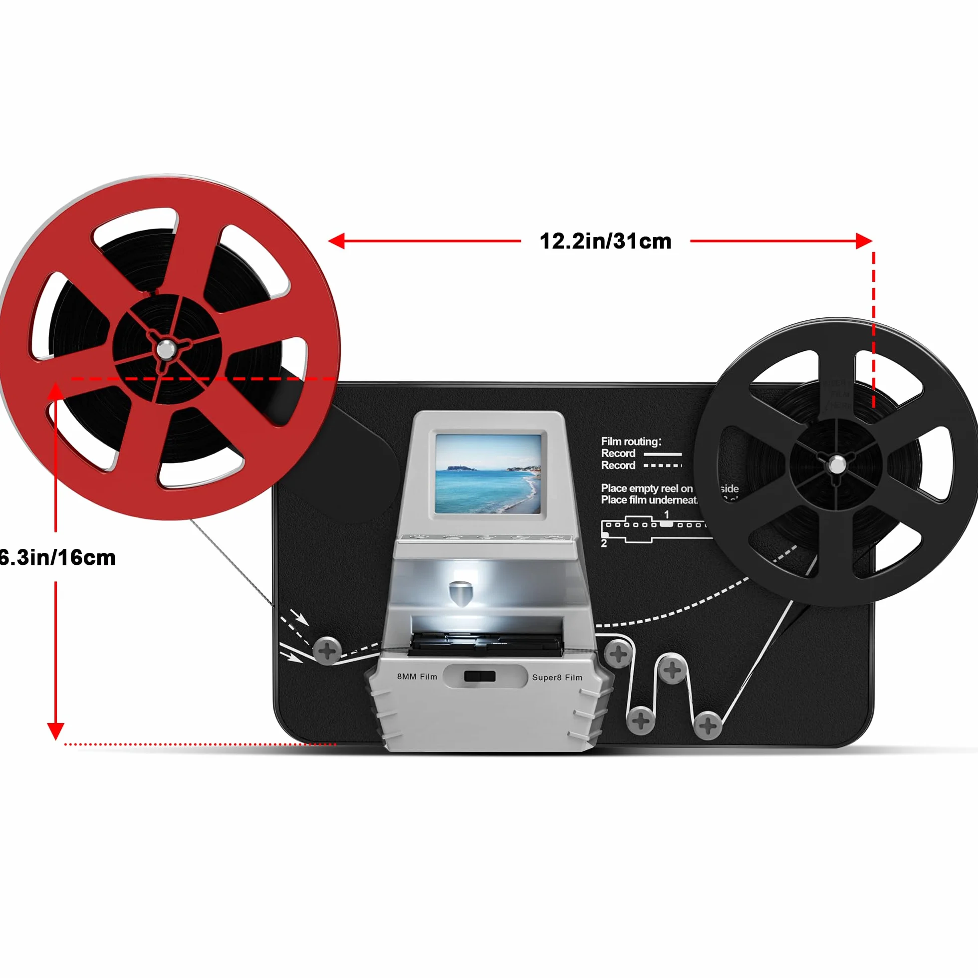 Escáner de película 8/8 mm, convertidor digital de rollo 3-9 pulgadas, digitalizador de video 1080P con pantalla LCD 2,4 pulgadas