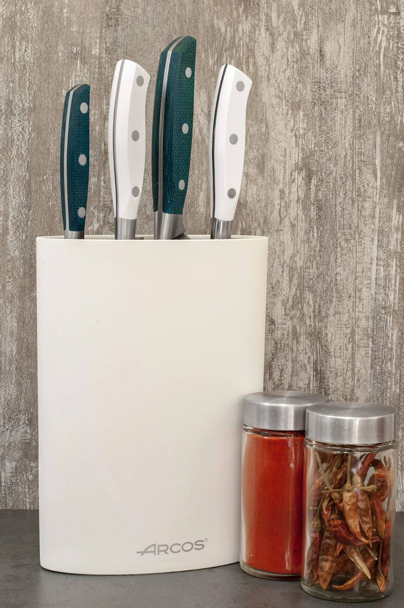 ARCOS Taco Ovalado Protector de Cuchillos 20 Cm Bloque Caucho Termoplástico 220x160x65 Mm Blanco