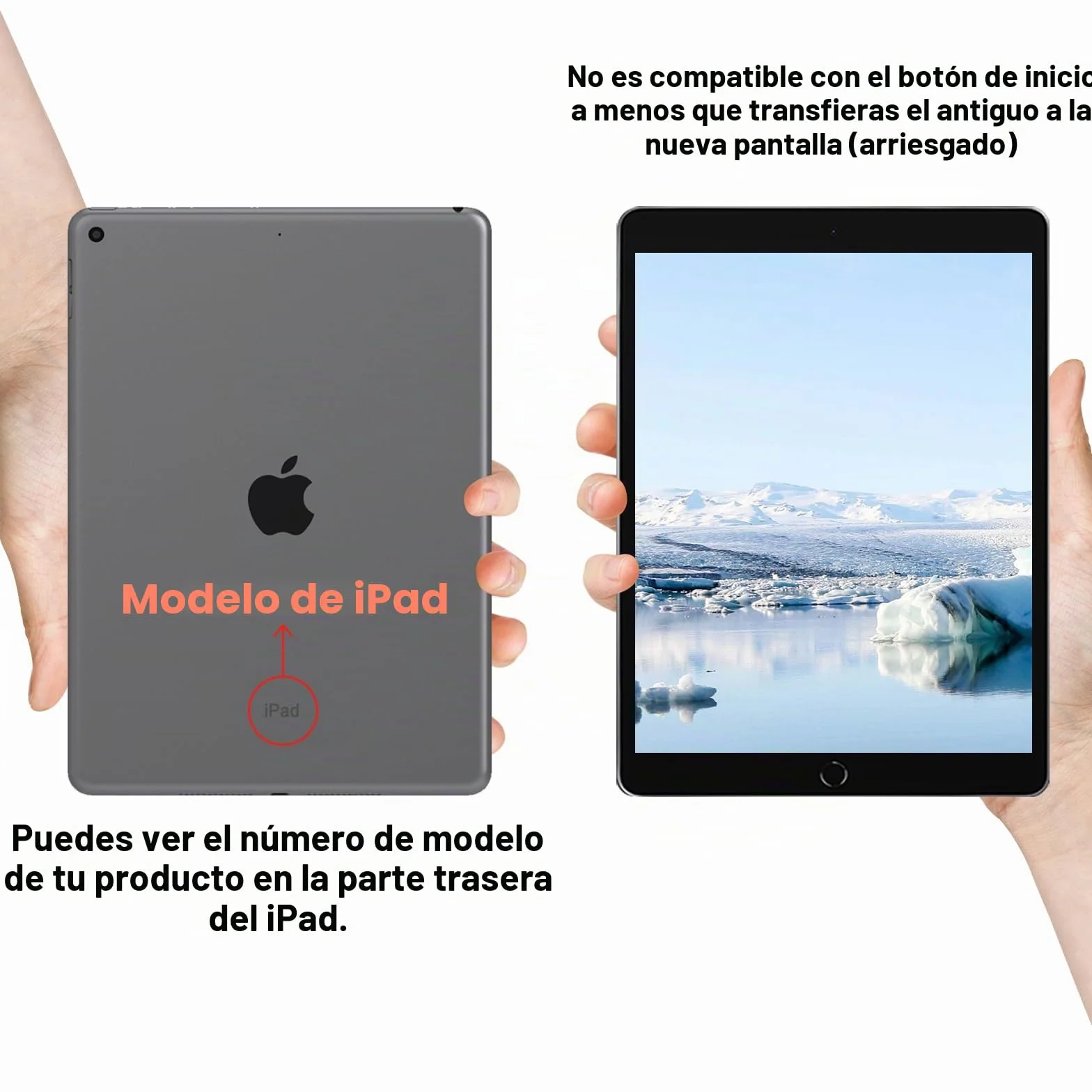 NB+ Pantalla de repuesto para iPad 7, 7ª/8ª generación, cristal táctil digitalizador 10.2 pulgadas, A2197/A2198/A2200/A2270/A2428/A2429/A2430, sin botón de inicio, kit