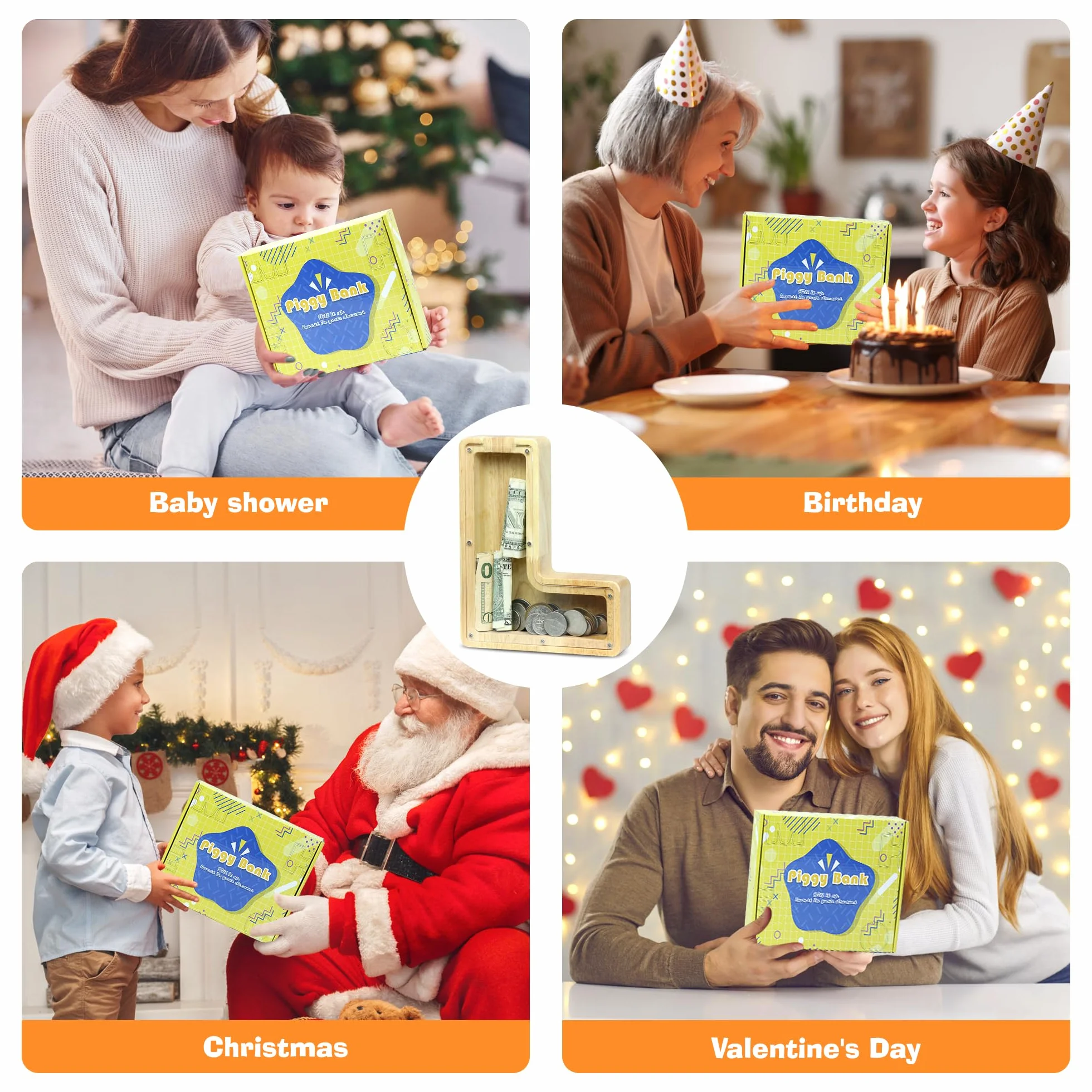 Hucha de Madera Personalizada con Letras A-Z para Niños, Regalo Creativo