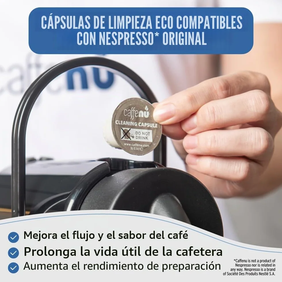 Caffenu Cápsulas Eco Compatible con Nespresso Original Limpiadora 5 unidades