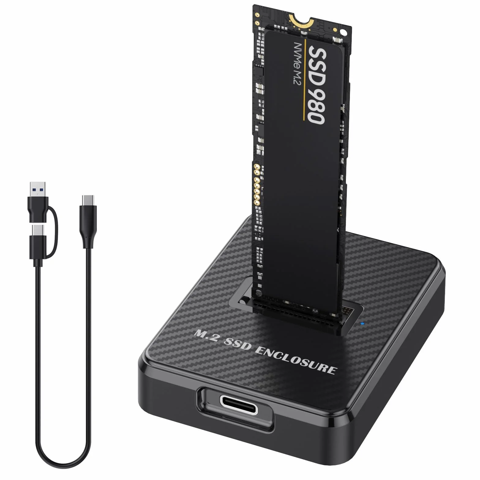 Estación de Acoplamiento NVMe y SATA SSD, Adaptador USB 3.1 Gen2 de 10 Gbps para M.2 NVMe y SATA (M-Key/B+M Key), Soporta Formatos 2230/2242/2260/2280, Carcasa de Aluminio Negro