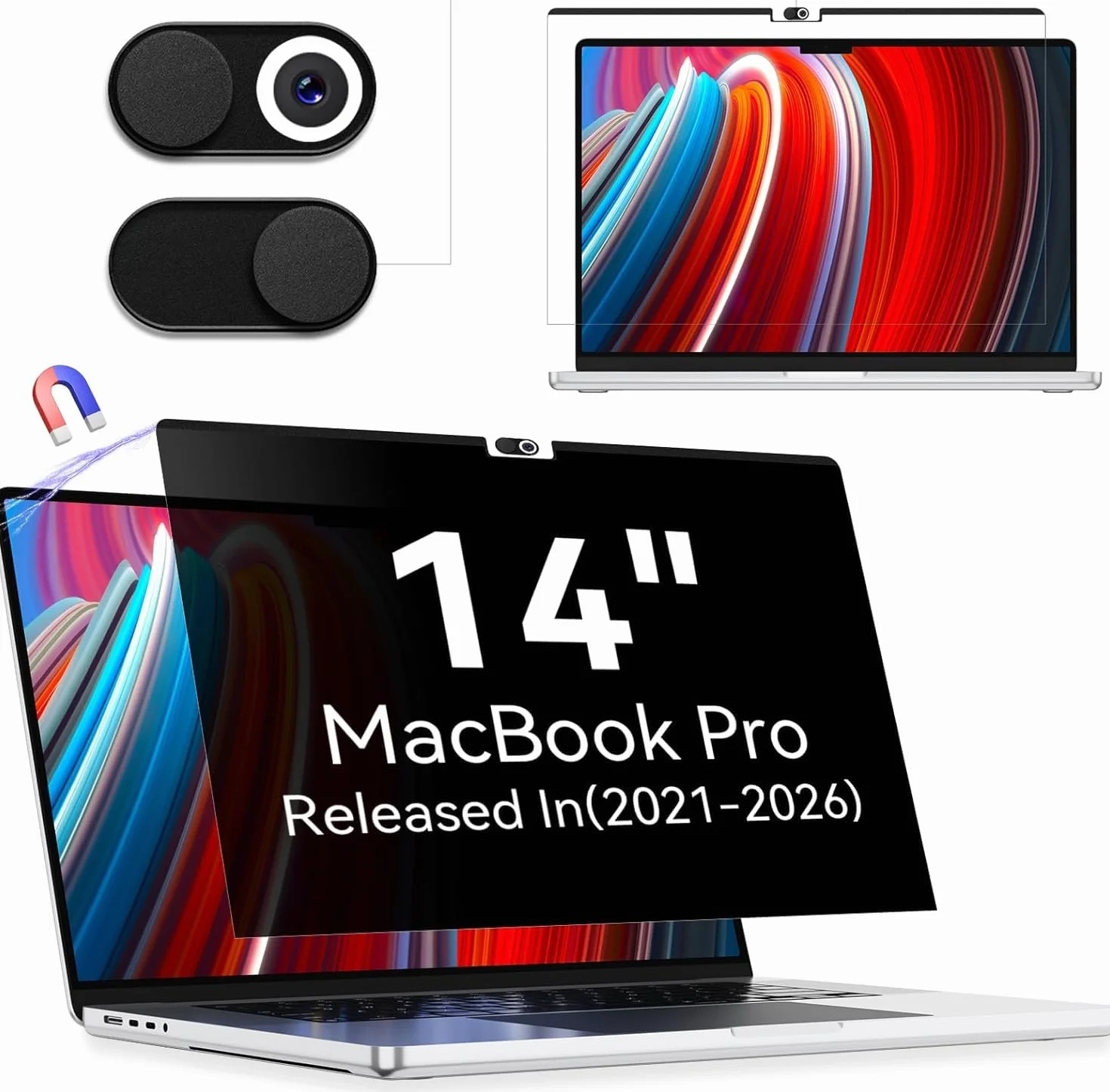 Filtro de Privacidad Magnético Compatible con MacBook Pro 14 Pulgadas (2021-2026, M1,M2,M3,M4,M5), Removible Anti Reflejo Luz Azul Mac Laptop Privacy Portátil Protector de Pantalla para Mac 14.2"