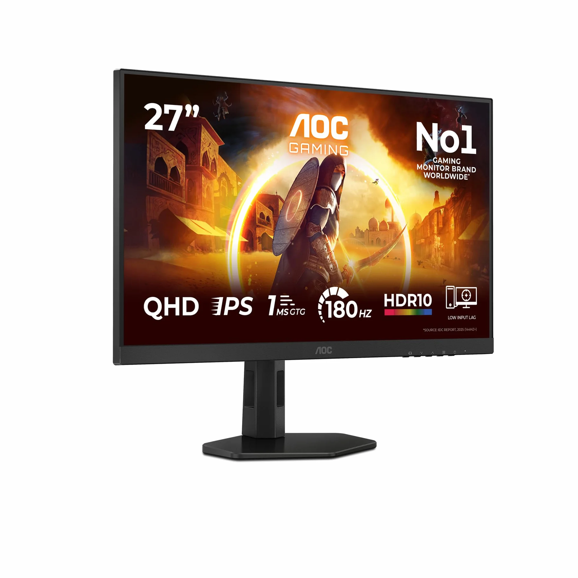 AOC Gaming Q27G4XF Monitor QHD 27 Pulgadas 180 Hz 0,5 ms IPS 2560x1440 HDR10 FreeSync Premium G-Sync Compatible Negro/Gris