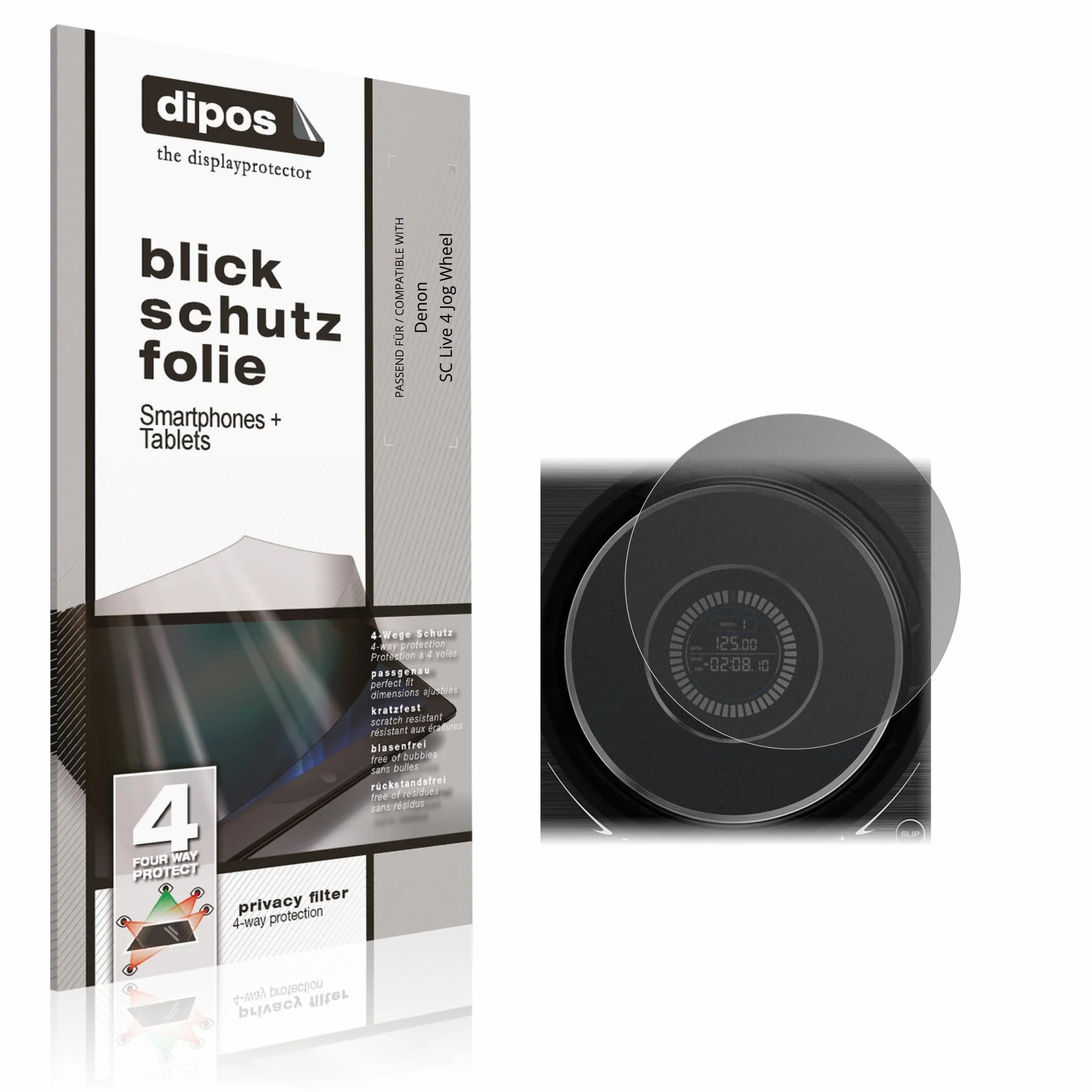 dipos Protector de Pantalla Antiespía para Denon SC Live 4 Jog Wheel | Película protectora mate, filtro de privacidad 4 vías, ajuste perfecto, antiarañazos, sin burbujas, autoadhesivo