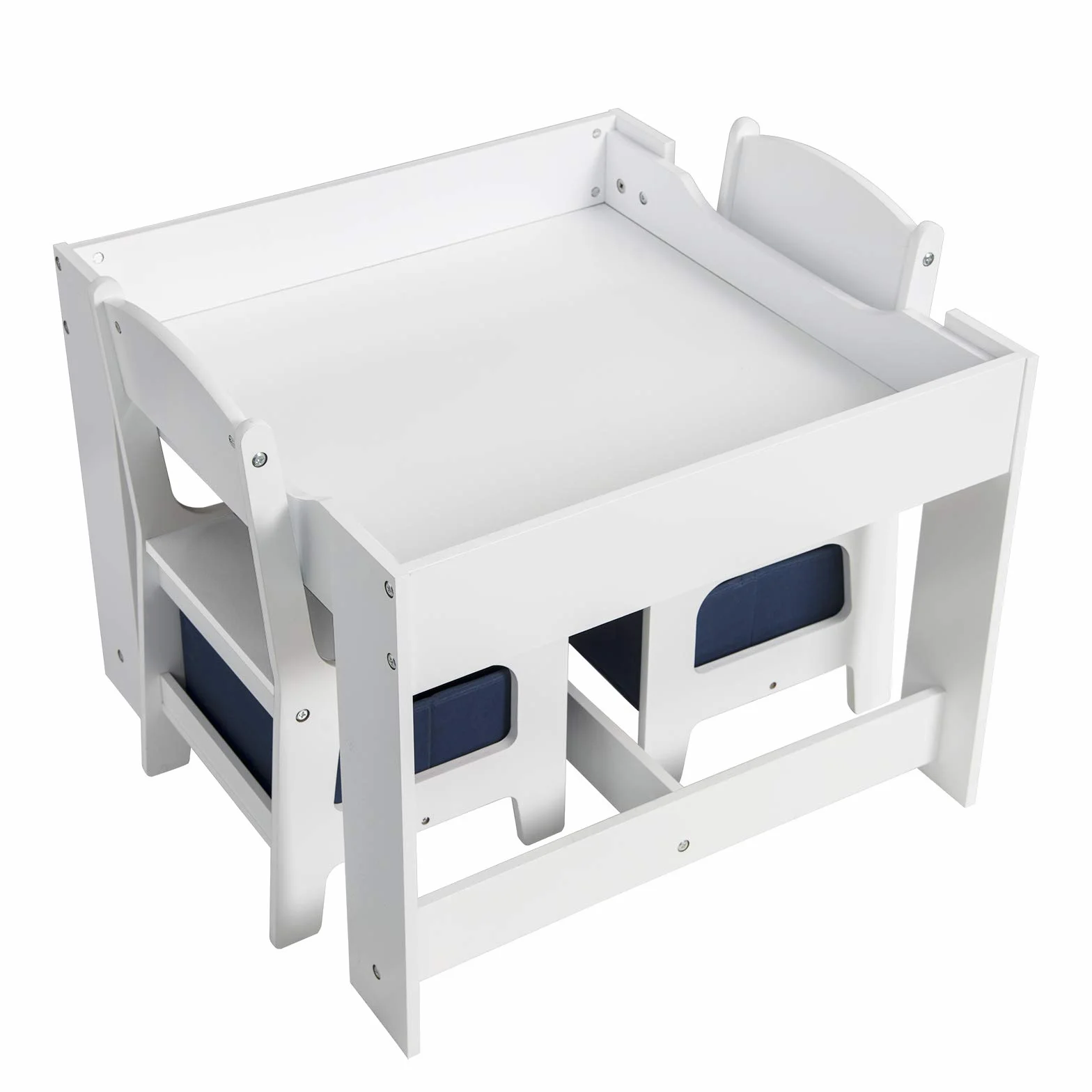 EUGAD Juego de Mesa y 2 Sillas Infantiles de Madera y MDF con Almacenamiento Gris Blanco