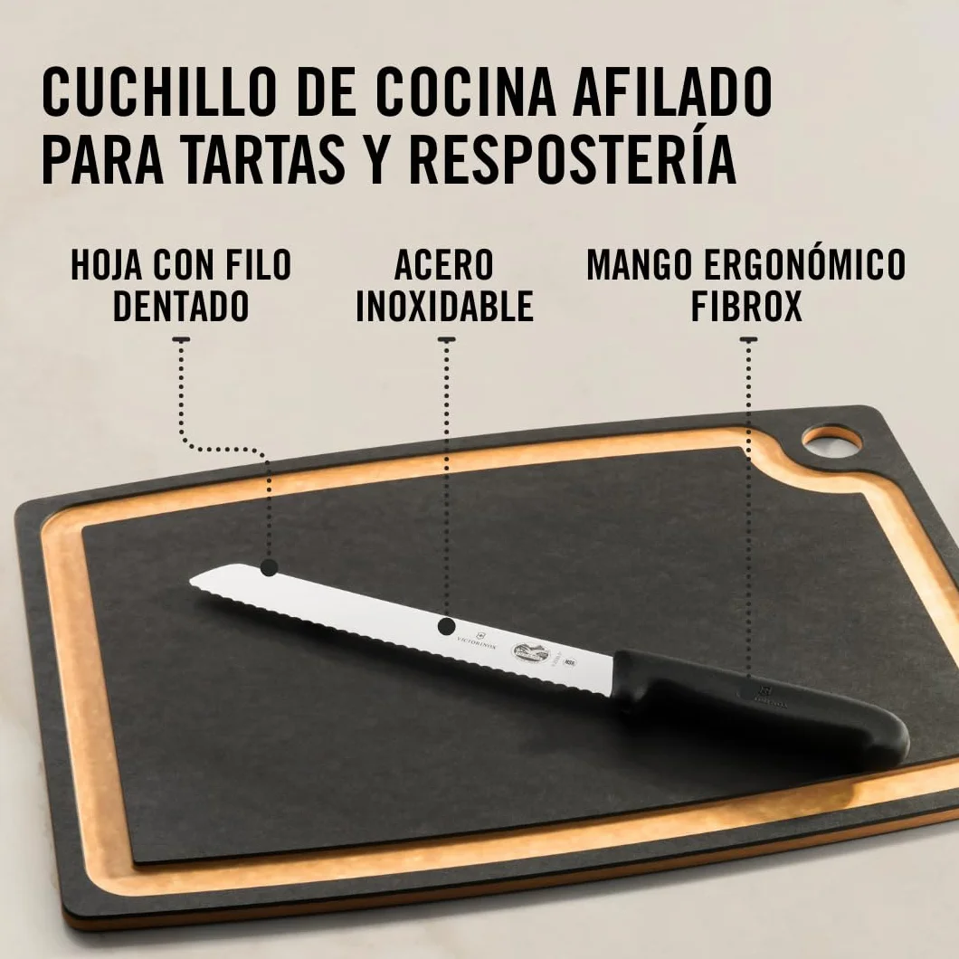 Victorinox Fibrox Cuchillo para pan con hoja dentada 21 cm acero inoxidable negro