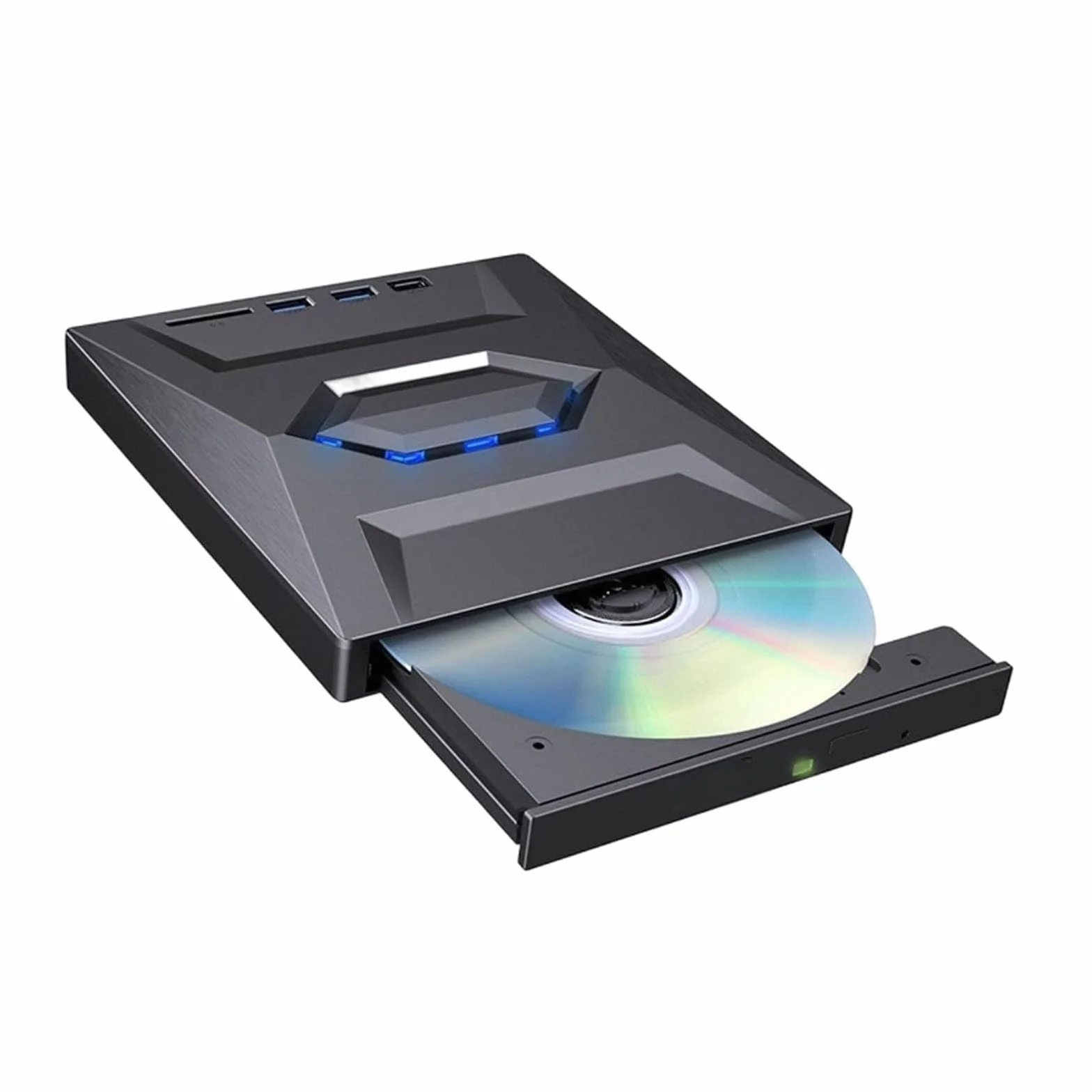 Unidad óptica Externa 7 en 1,Compatible con interfaces USB 3.0 y Tipo-C; grabadora de DVD/CD y Reproductor de Discos ópticos portátil Apto para Ordenadores portátiles y de sobremesa