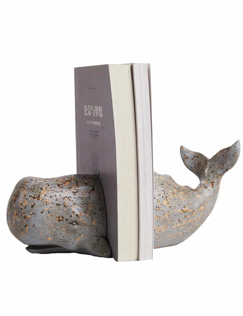 HAUCOZE Soporte de Libros Ballena Escultura Marina Decoración Moderna 24cm
