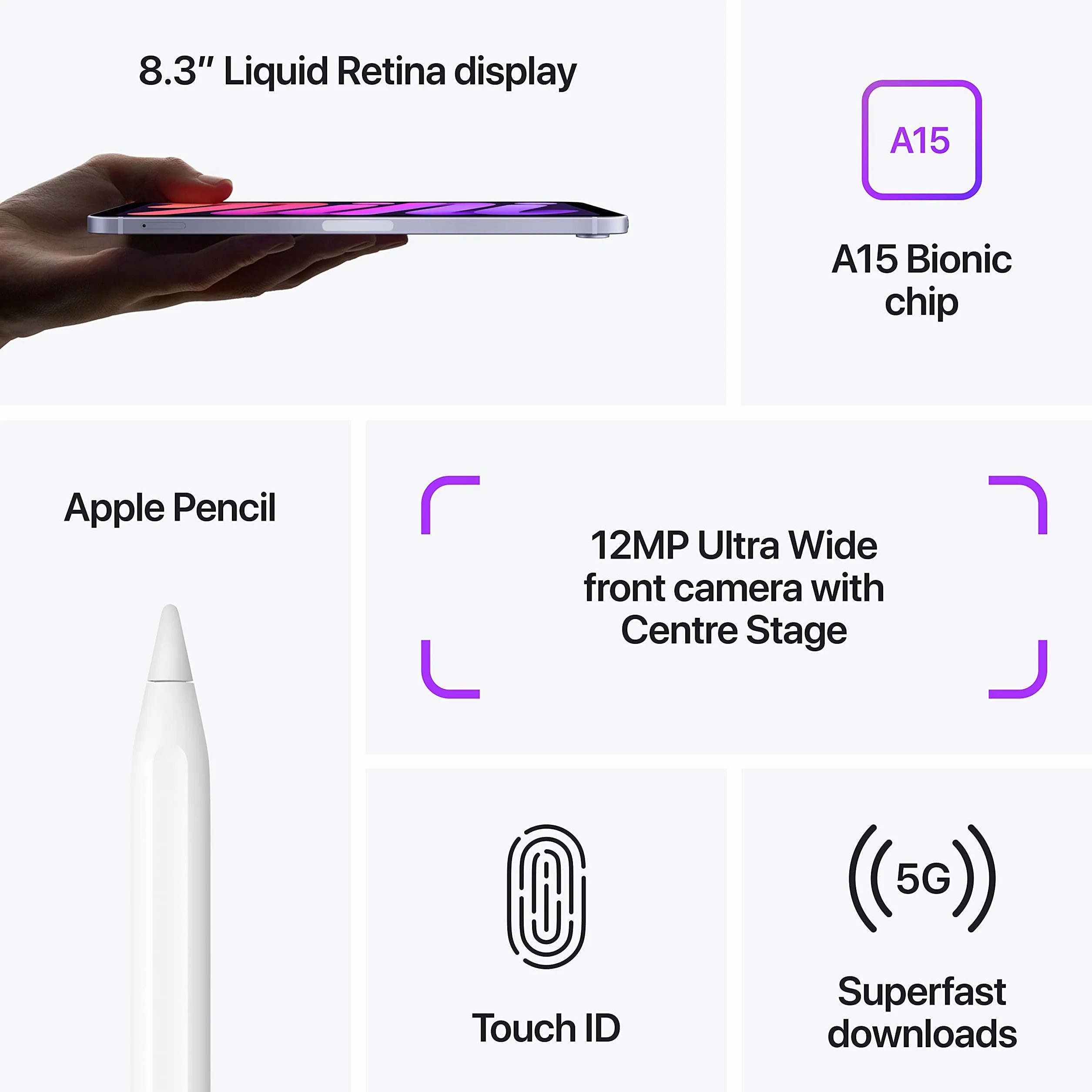 2021 Apple iPad Mini (8,3-pulgadas, Wi-Fi + Celular, 64GB) - Gris Espacial (Reacondicionado)