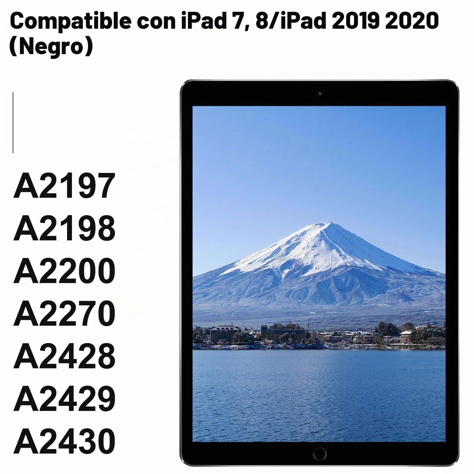 NB+ Pantalla de repuesto para iPad 7, 7ª/8ª generación, cristal táctil digitalizador 10.2 pulgadas, A2197/A2198/A2200/A2270/A2428/A2429/A2430, sin botón de inicio, kit