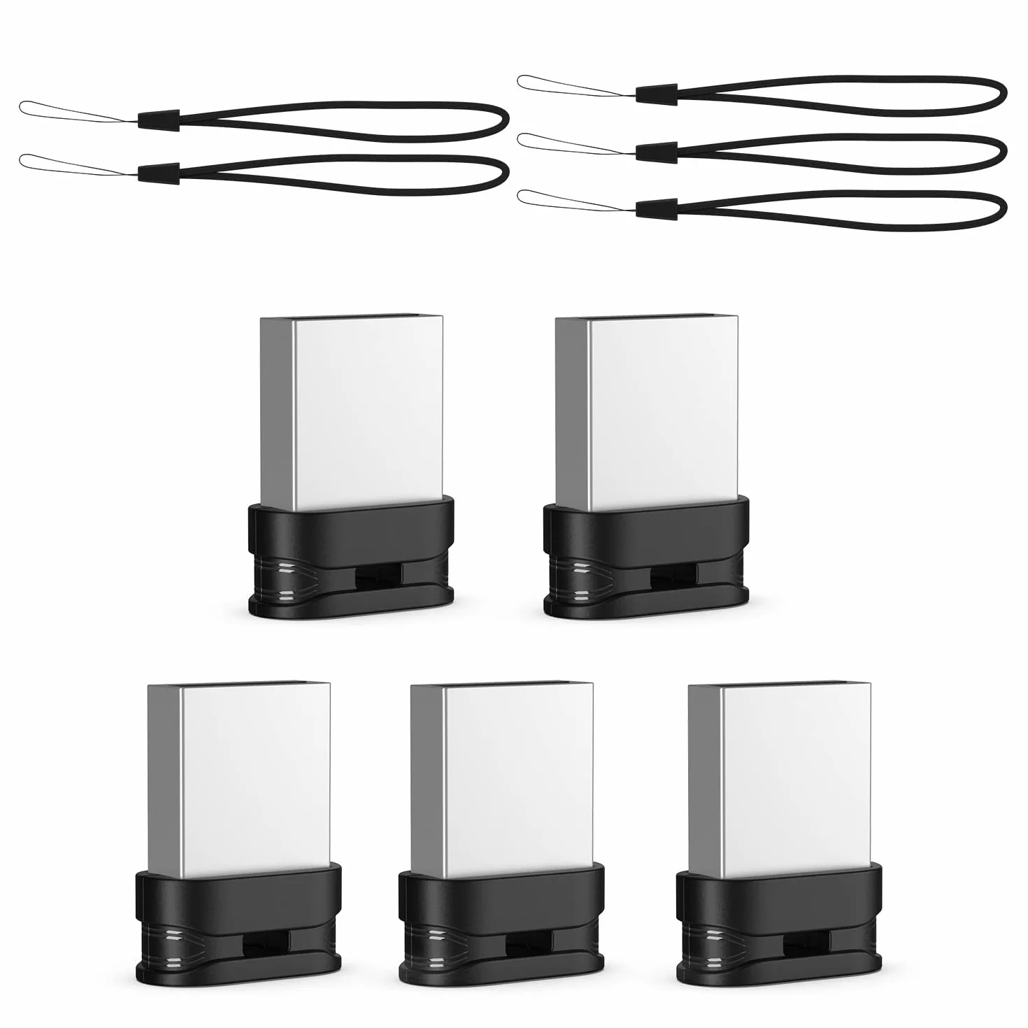 K&ZZ Memoria USB 2.0 de 16 GB, unidad de pulgar de perfil bajo, paquete de 5 unidades flash mini con cordón, unidad de salto con cremallera