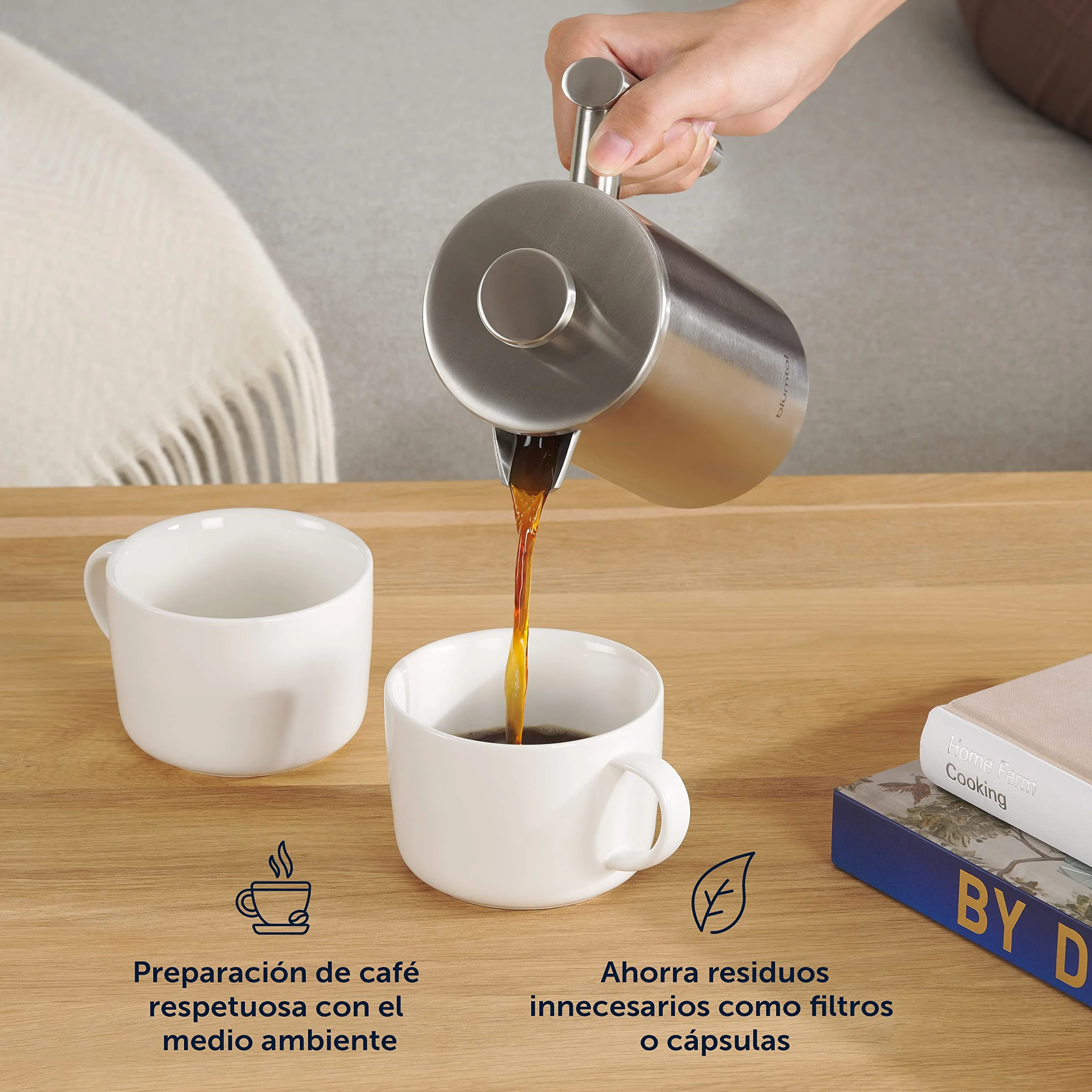 Blumtal Prensa Francesa de Acero Inoxidable 600 ml Cafetera Termo Doble Pared Aislada