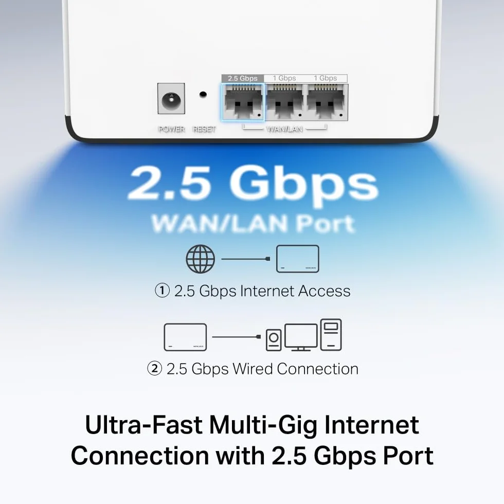 Mercusys Halo H85X (3-Pack) – Sistema Mesh Wi-Fi 6 AX3000, Cobertura de hasta 650 m², 2.5 Gbps WAN/LAN, gestión con App MERCUSYS