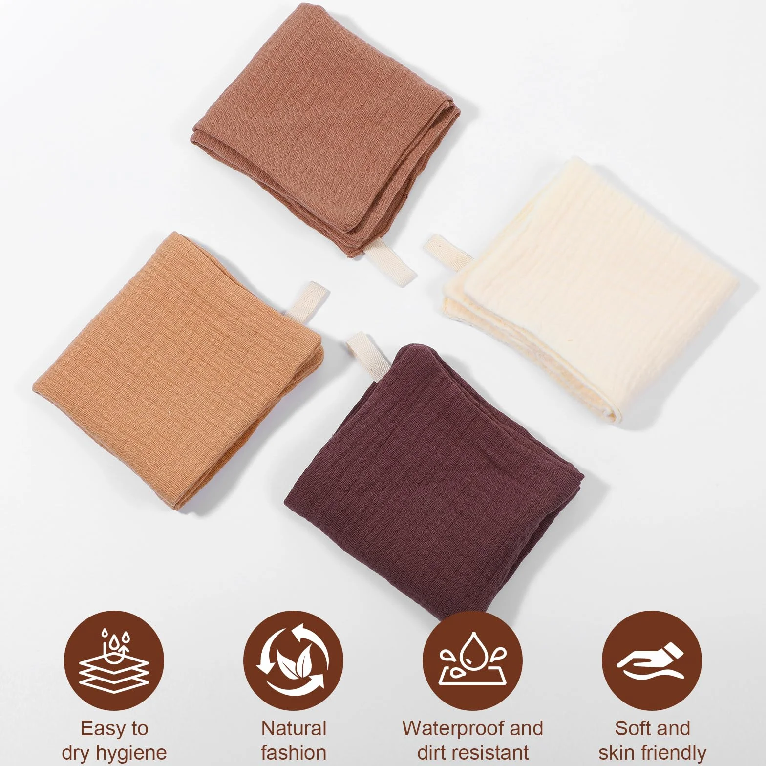Qianyu Paño de muselina desmaquillante reutilizable suave absorbente transpirable para el cuidado de la piel limpieza diaria viajes 4 paquetes