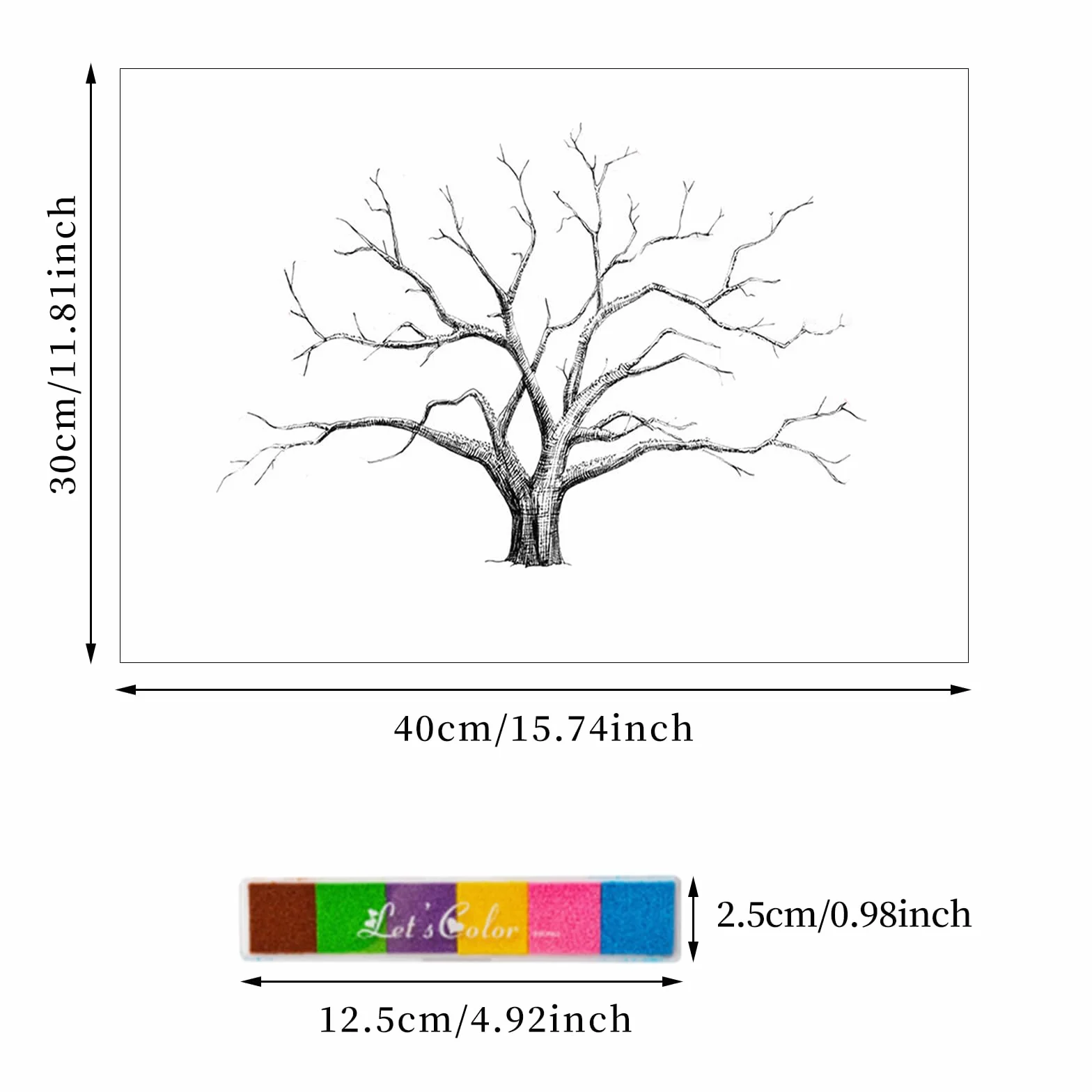 Árbol de Huellas Dactilares para Boda, Libro de Invitados de Lienzo DIY, 6 Colores