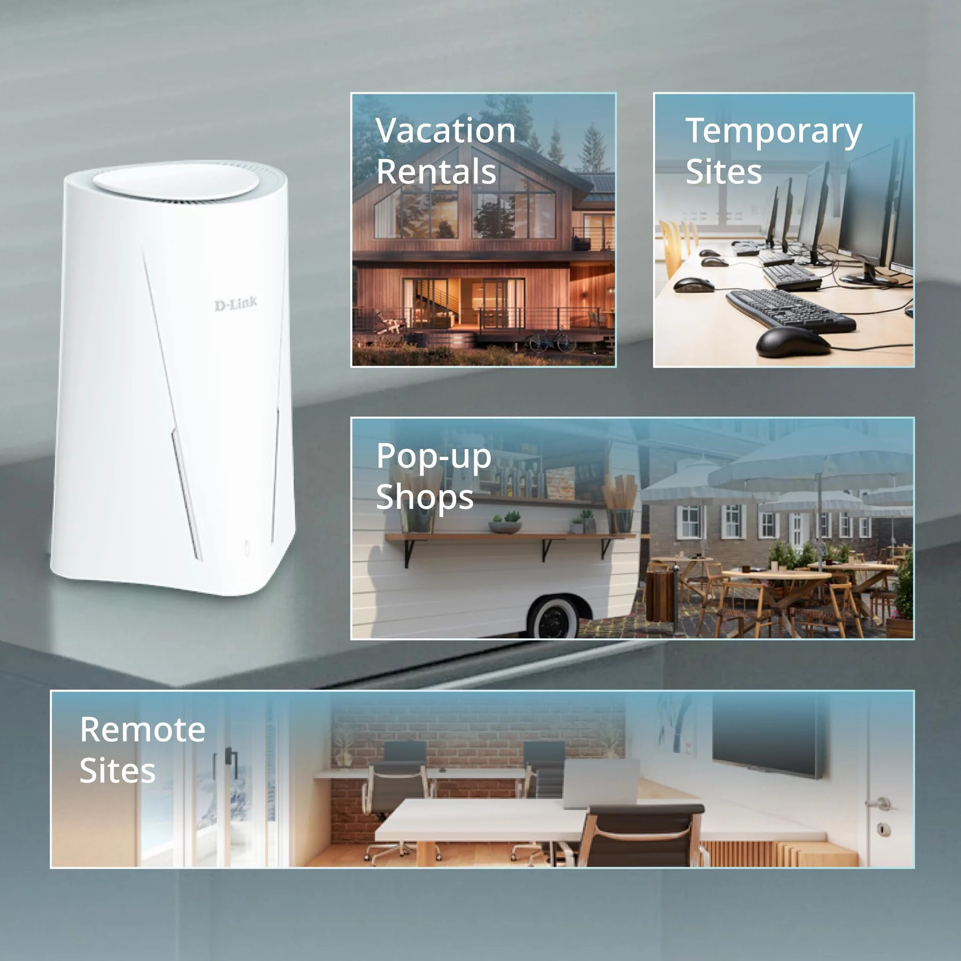 Router D-Link G530 5G NR, Descarga hasta 3.4 Gbps, Wi-Fi 6 AX3000, Puertos Gigabit WAN y LAN, WAN Failover, WPA3, VPN, VLAN, acepta SIM Todas operadoras.