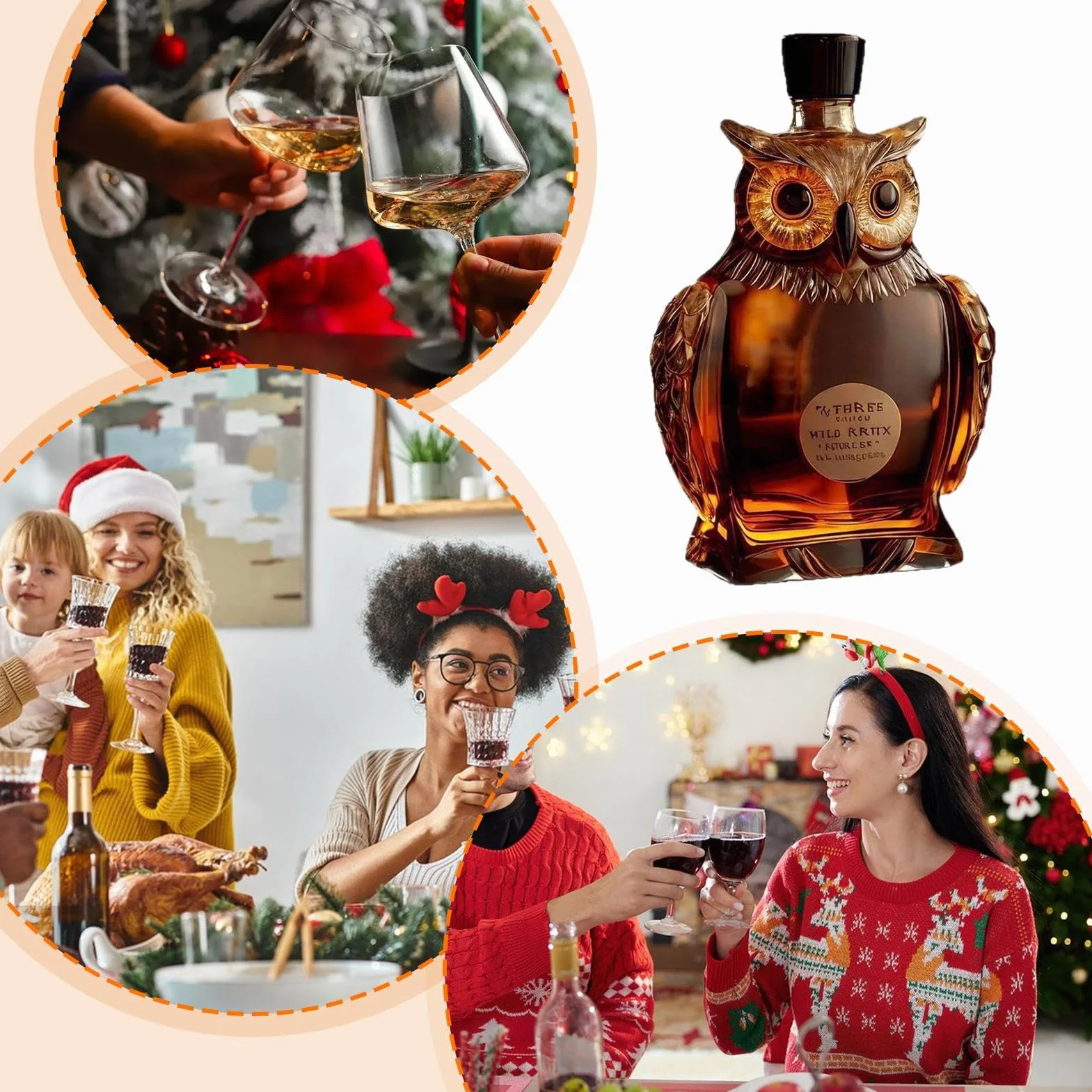 Decantador de Whisky Búho 350 ml Vidrio Animal Vaso Grabado