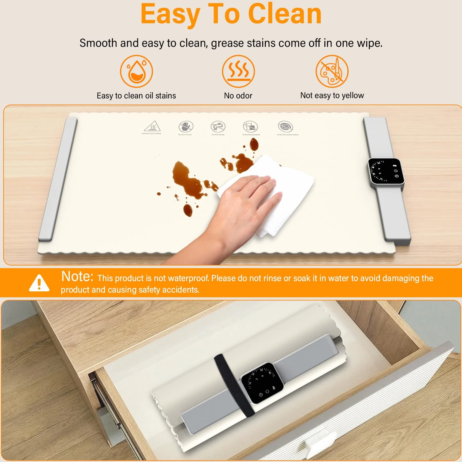 Tabla Calentadora de Alimentos Plegable 60-100℃ Eléctrico Portátil con Temporizador