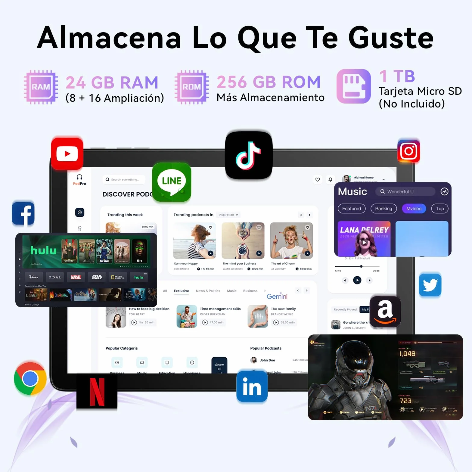 Android 16 Tablet 10 Pulgadas en Gemini AI, Tableta en Teclado, Ratón & Lápiz, Octa-Core, 24 GB RAM + 256 GB ROM + 1 TB TF, 1920x1200 Pantalla HD, Cámara Doble 8MP + 13MP, 6000 mAh (Funda Negra)
