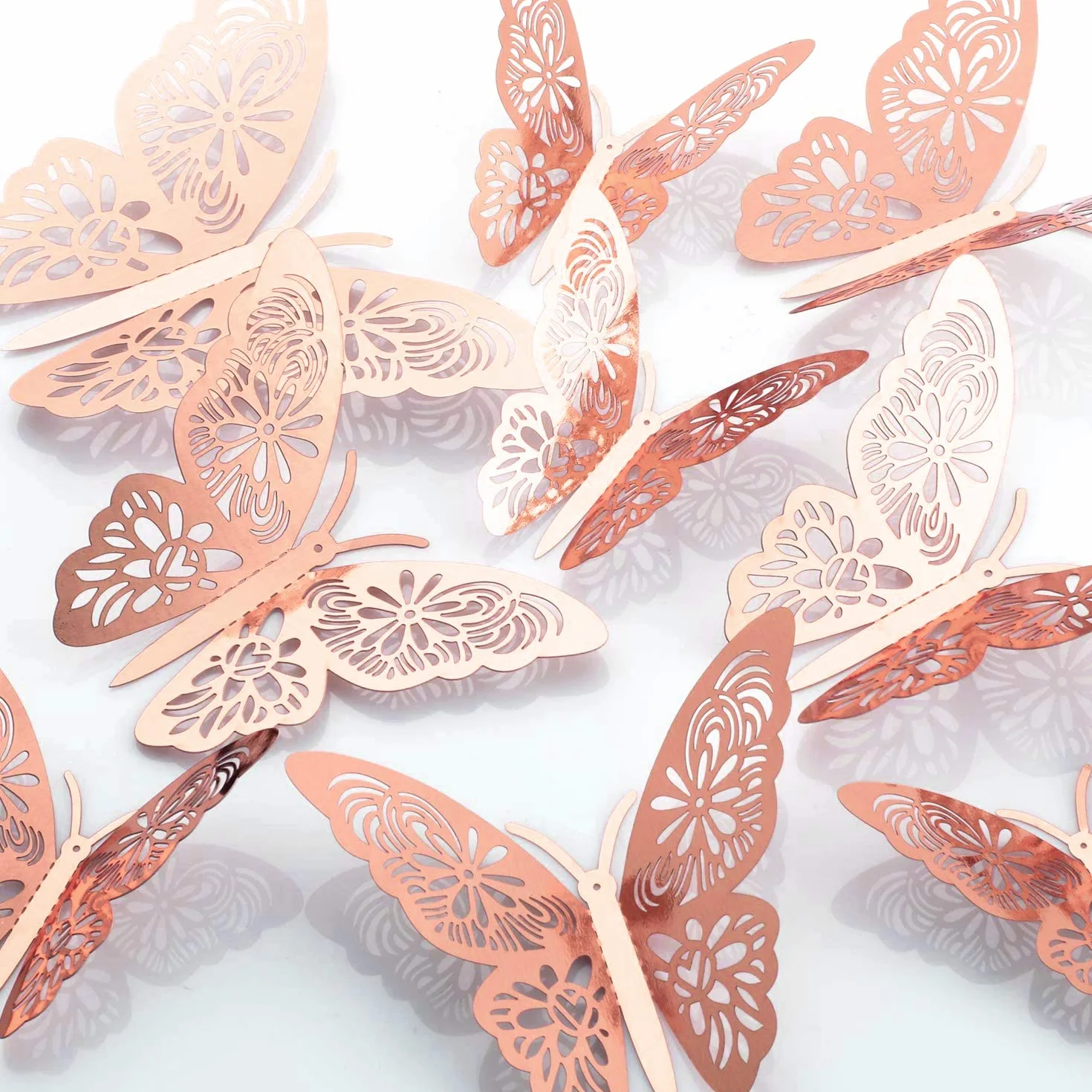 MWOOT 48 Piezas Mariposas Decorativas 3D, Mariposas Pegatinas de Pared Decorativas para Decoración de la Fiesta de Cumpleaños Dormitorio de la Boda Decoración del Hogar Rosa