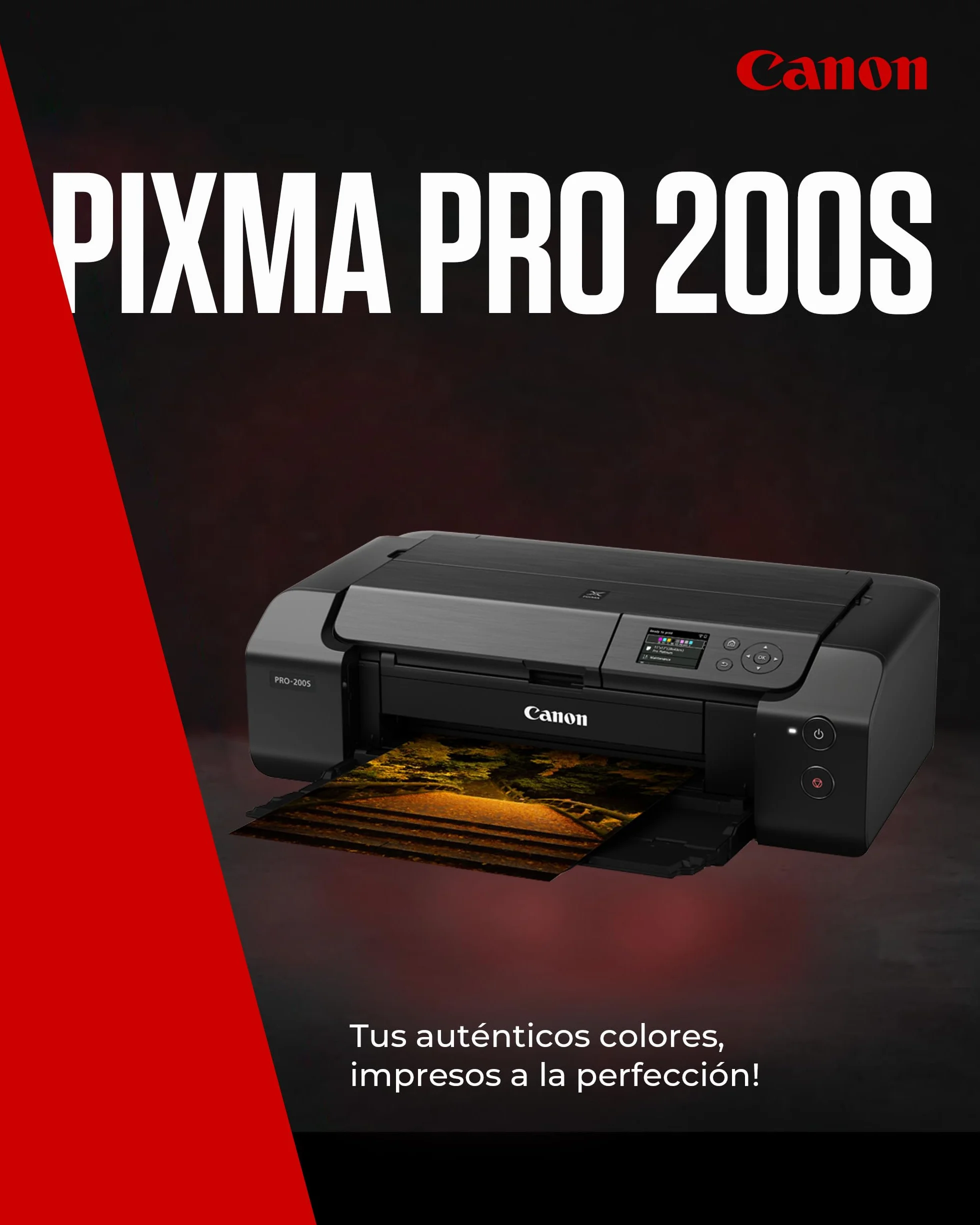 Canon Pixma PRO-200S Impresora Fotográfica Profesional, Sistema de Inyección de Tinta, A3+, WiFi, 8 Cartuchos de Tinta, Impresión Sin Bordes, Impresión de Alta Velocidad, Negro